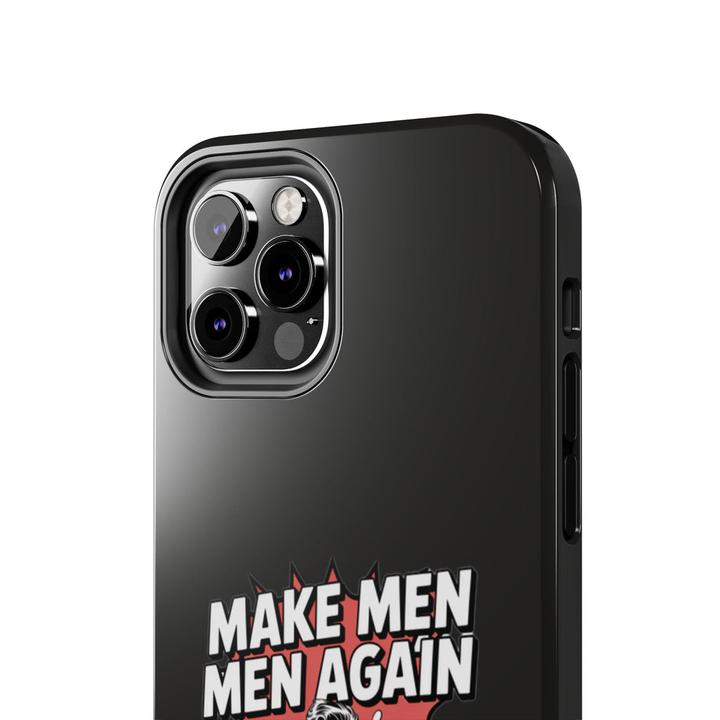 Make Men Men Again Case | Funny Conservative Retro Comic Muscle Guy Graphic | Pro Masculinity Anti-Woke Right Wing Phone Cover