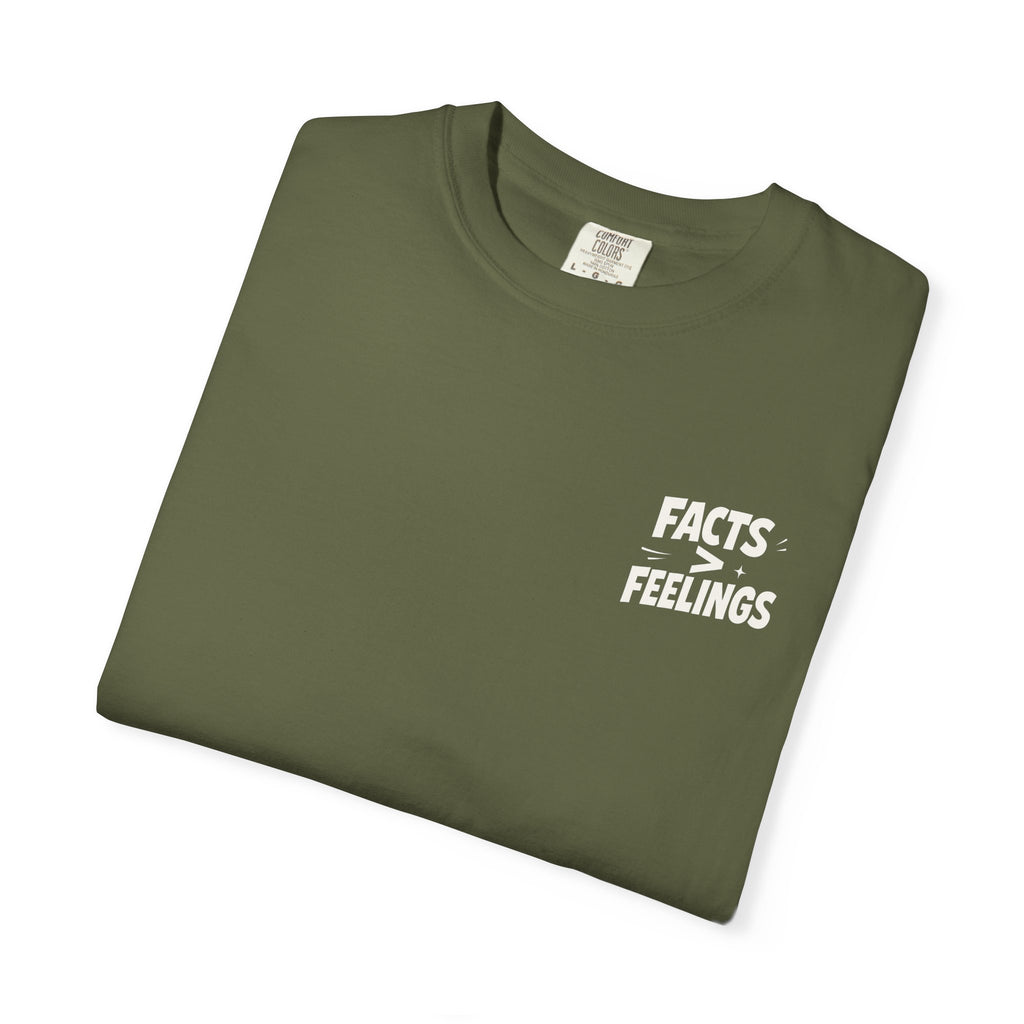 FACT > FEELINGS Graphic T-Shirt | Logic & Satire Streetwear Tee | No Offense Club