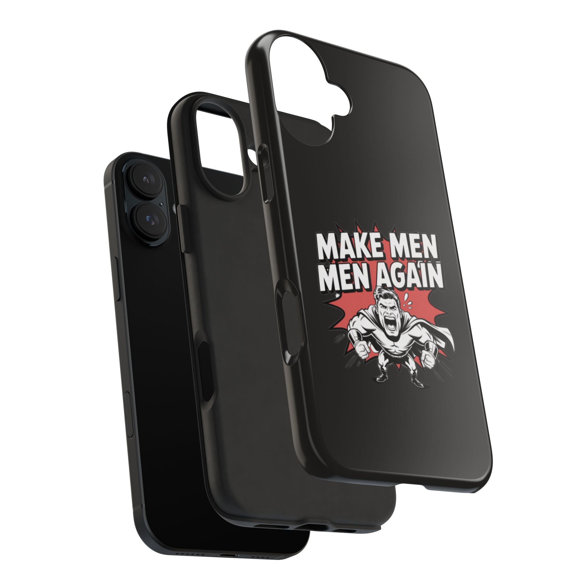 Make Men Men Again Case | Funny Conservative Retro Comic Muscle Guy Graphic | Pro Masculinity Anti-Woke Right Wing Phone Cover