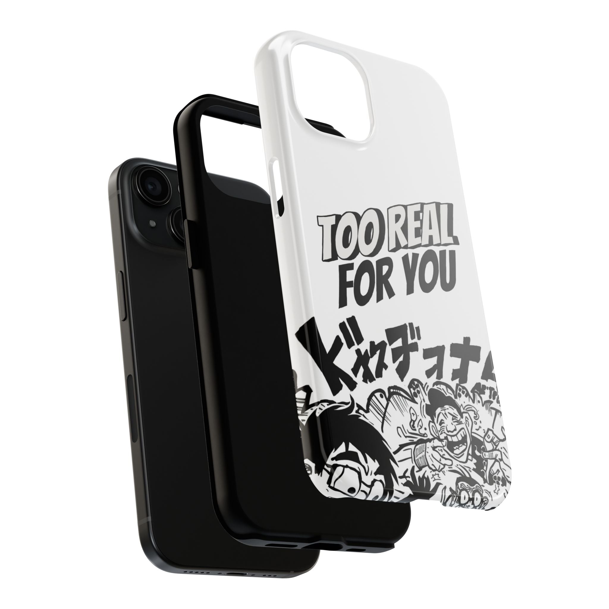 Too Real For You graphic phone case | Manga comic black white iPhone case