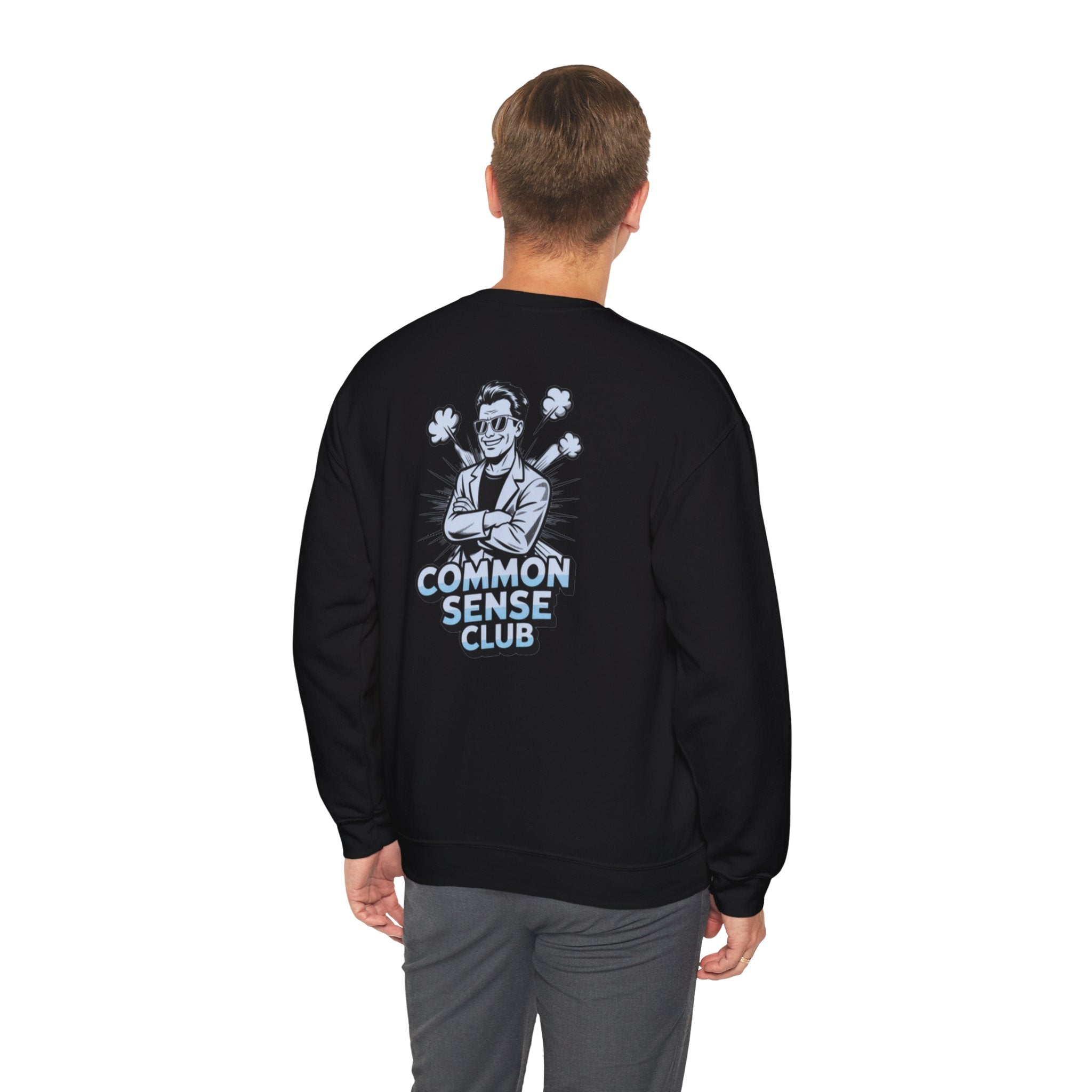 Common Sense Club Sweatshirt | Funny Conservative Crewneck Graphic | Anti-Woke Political Illustration Pullover