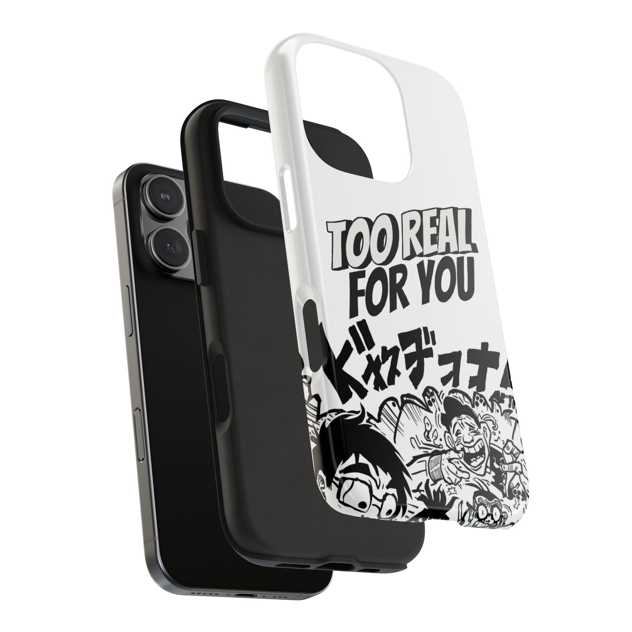 Too Real For You graphic phone case | Manga comic black white iPhone case