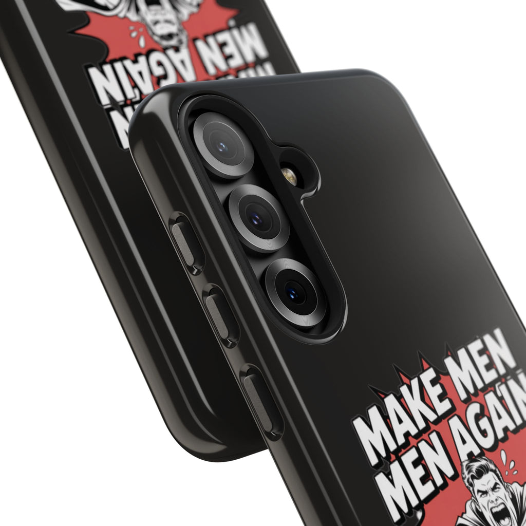 Make Men Men Again Case | Funny Conservative Retro Comic Muscle Guy Graphic | Pro Masculinity Anti-Woke Right Wing Phone Cover