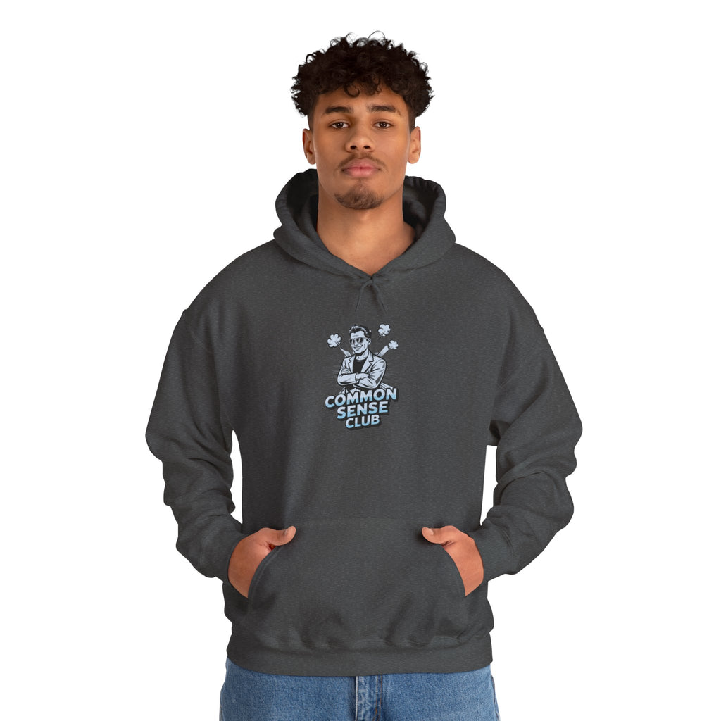 Common Sense Club Hoodie | Funny Conservative Graphic Pullover | Anti-Woke Retro Illustration Streetwear Hoodie