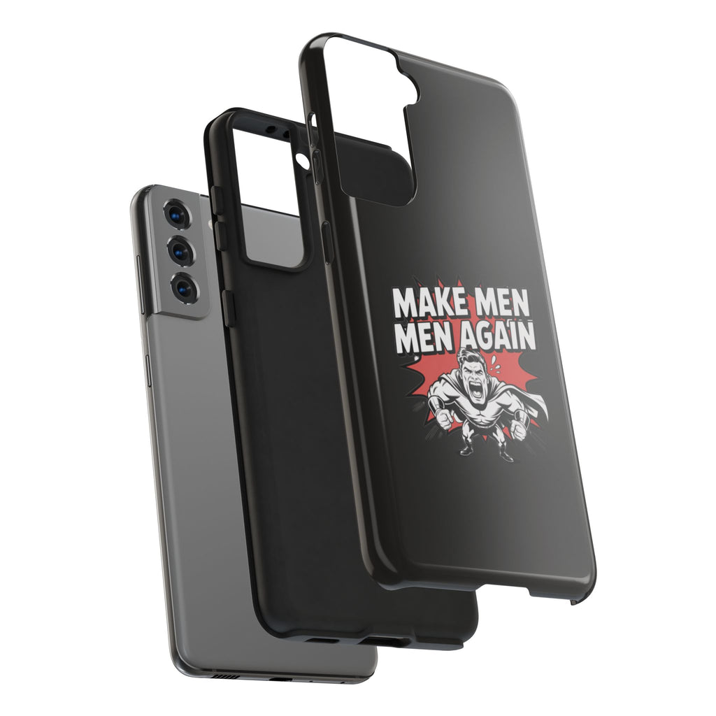 Make Men Men Again Case | Funny Conservative Retro Comic Muscle Guy Graphic | Pro Masculinity Anti-Woke Right Wing Phone Cover