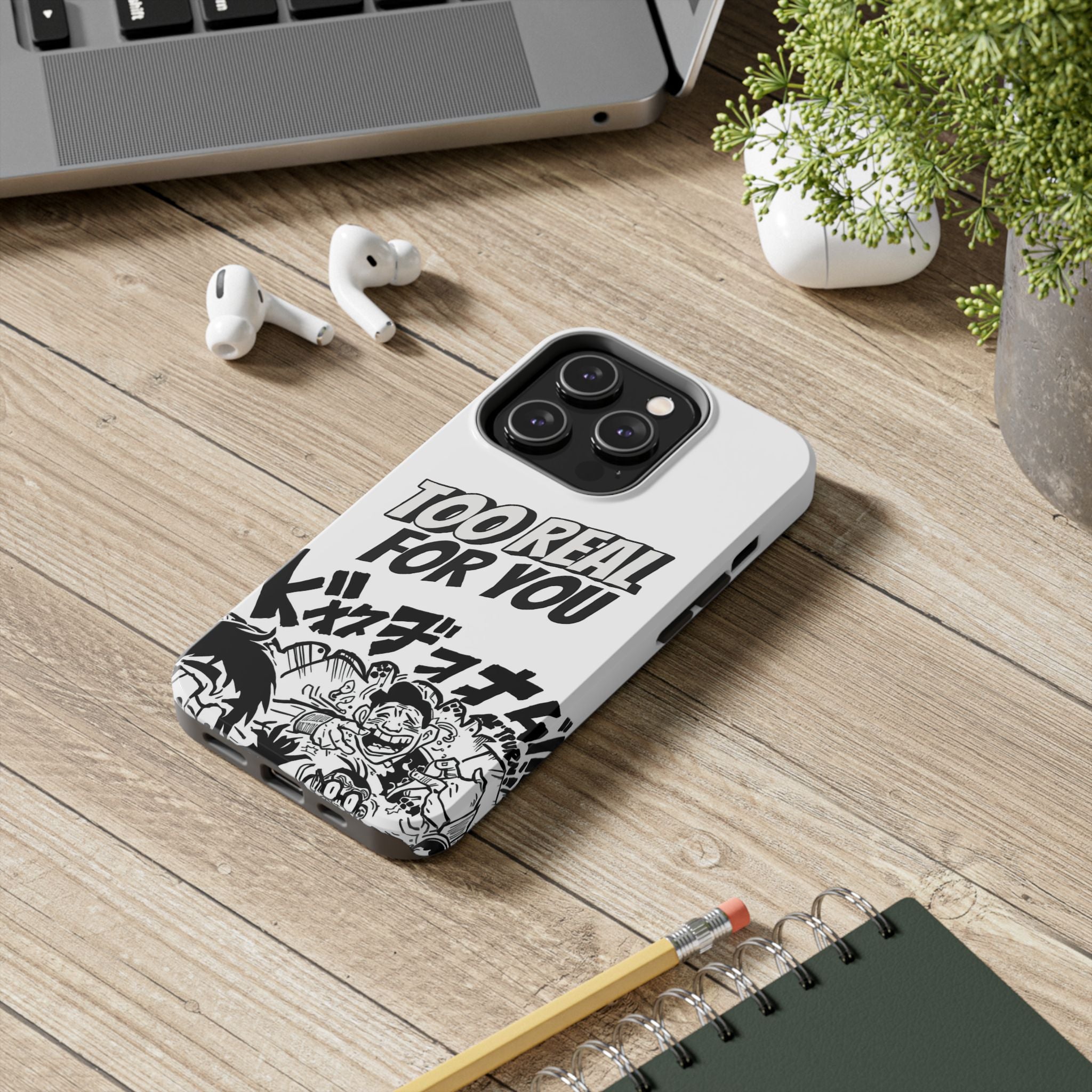 Too Real For You graphic phone case | Manga comic black white iPhone case