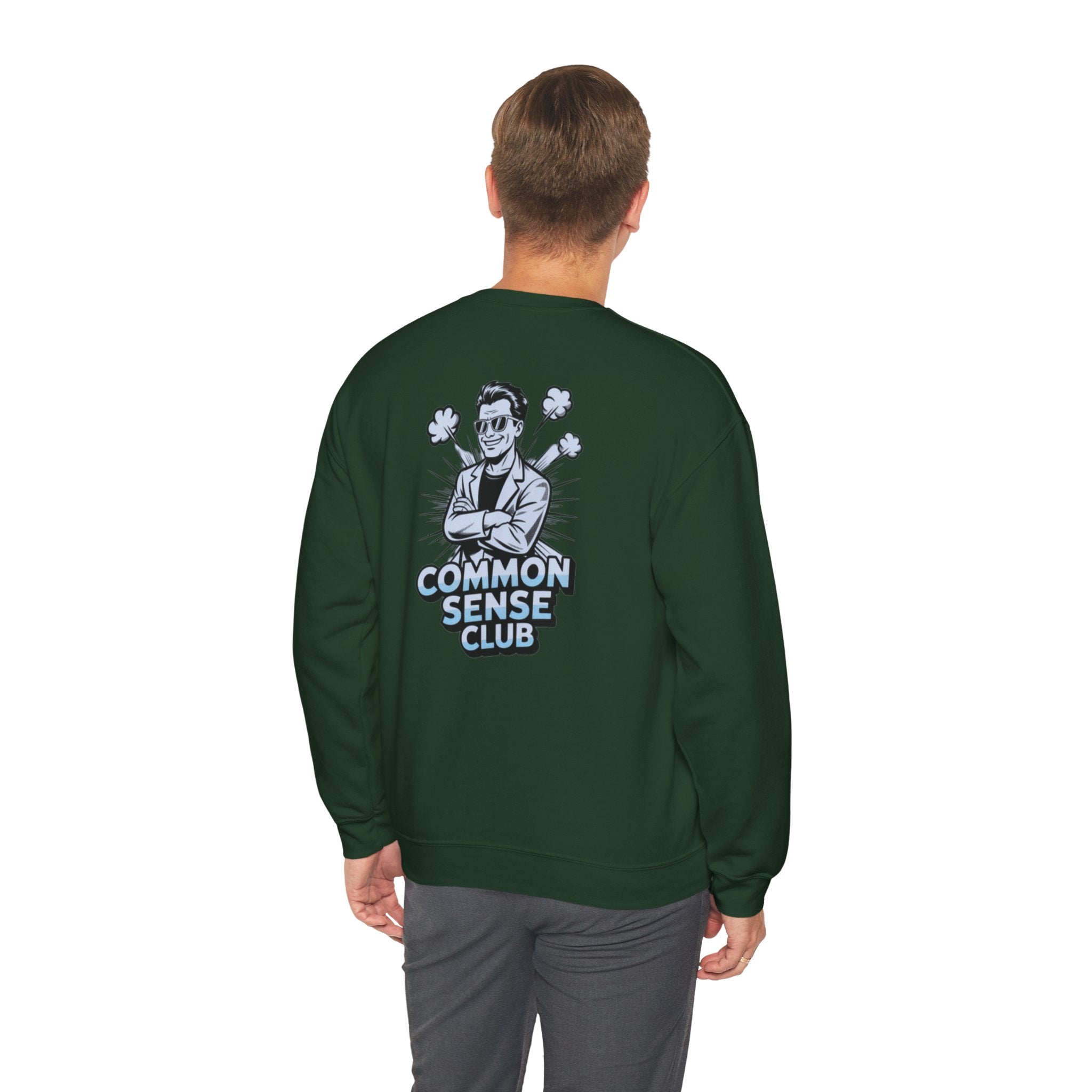 Common Sense Club Sweatshirt | Funny Conservative Crewneck Graphic | Anti-Woke Political Illustration Pullover
