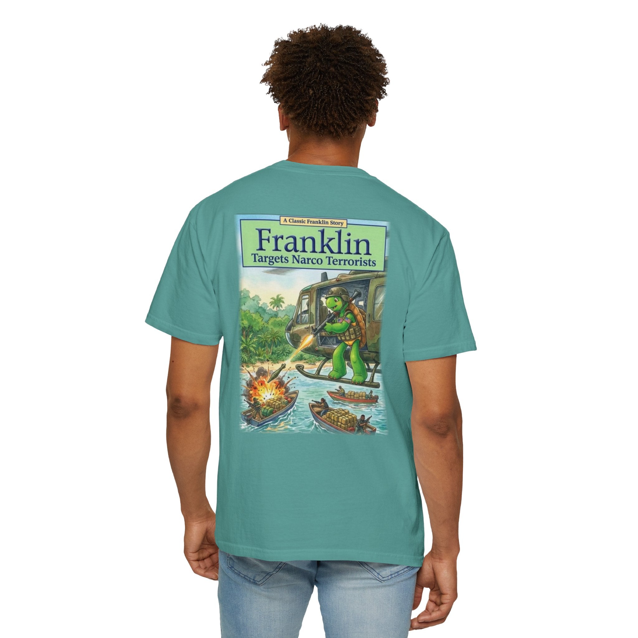 Franklin Targets Narco Terrorists T-Shirt | Retro Storybook Turtle Graphic Tee
