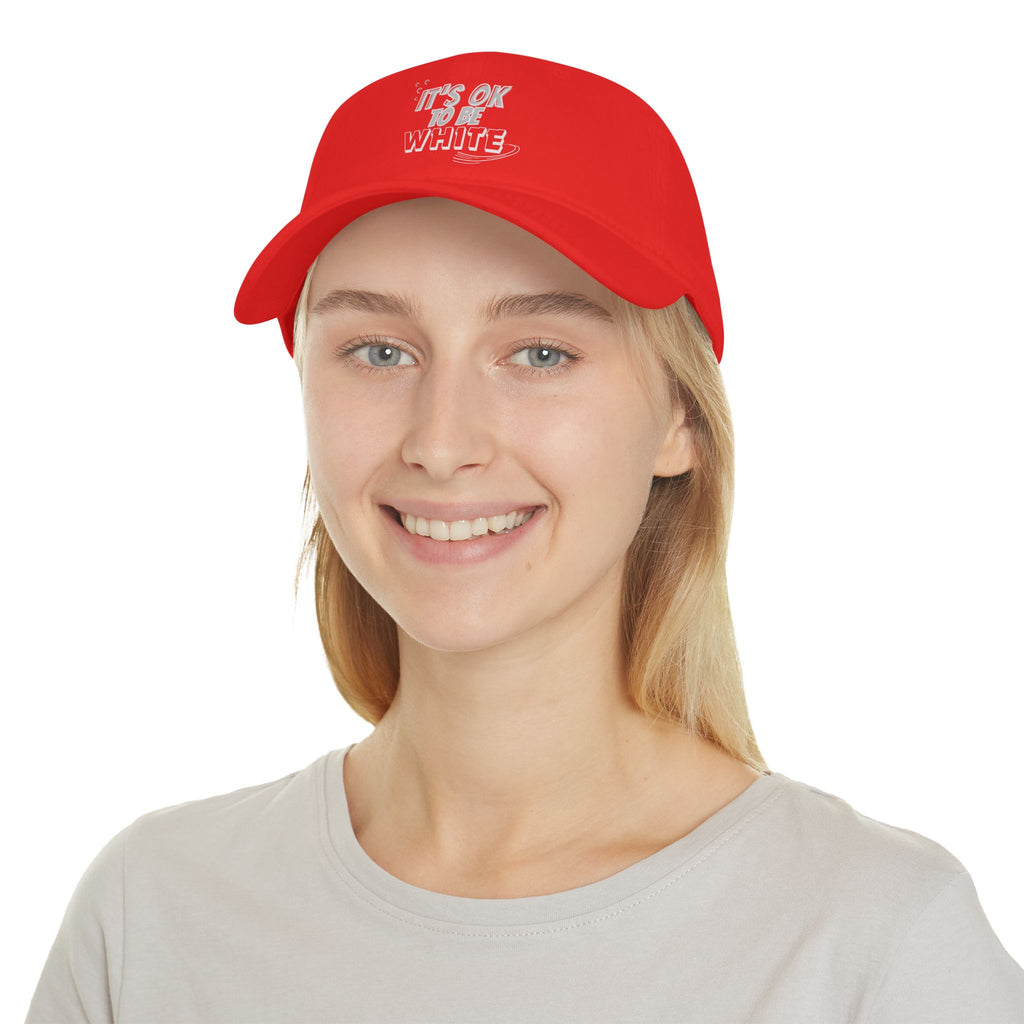 Its OK to Be White Baseball Cap | Minimal Text Phrase Hat