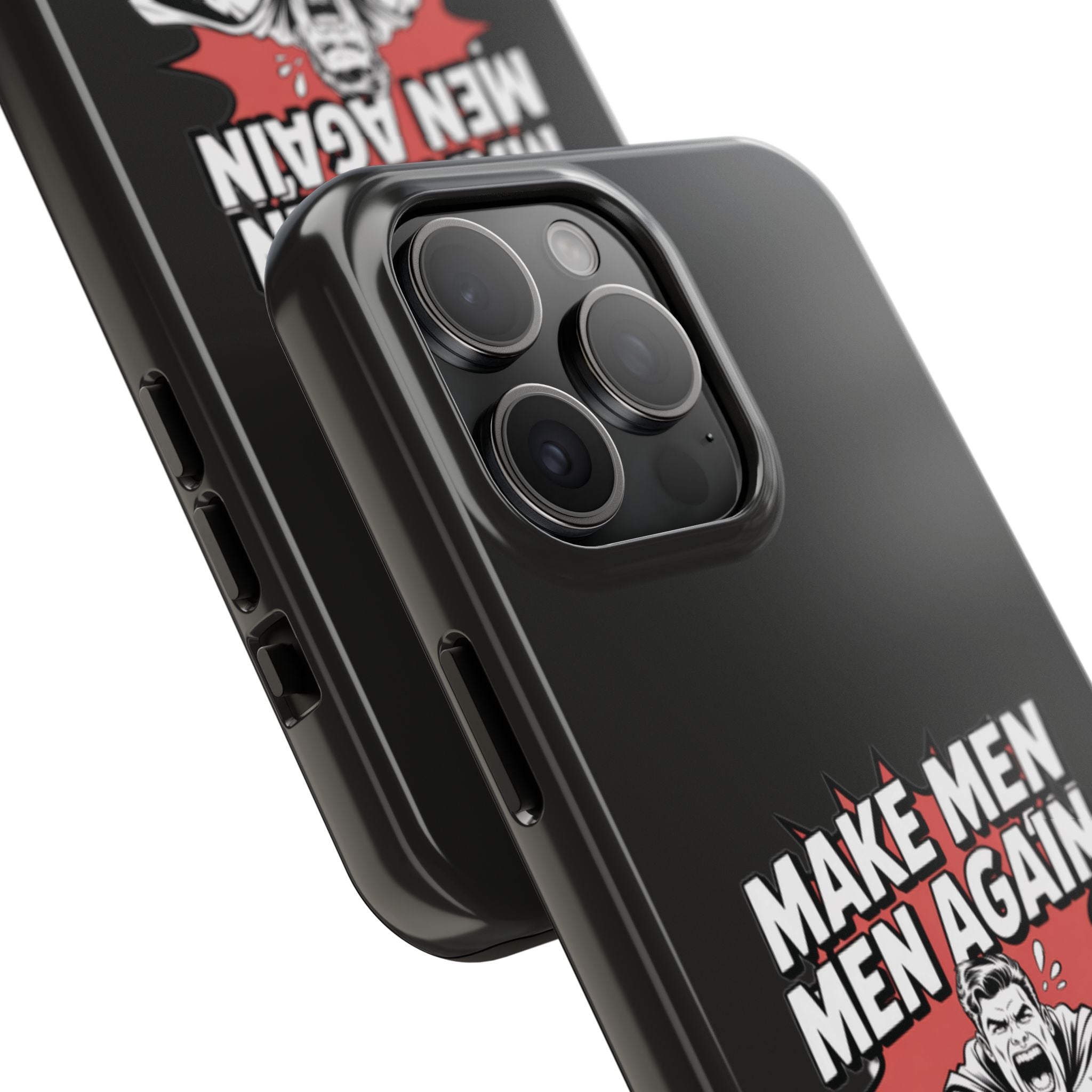 Make Men Men Again Case | Funny Conservative Retro Comic Muscle Guy Graphic | Pro Masculinity Anti-Woke Right Wing Phone Cover