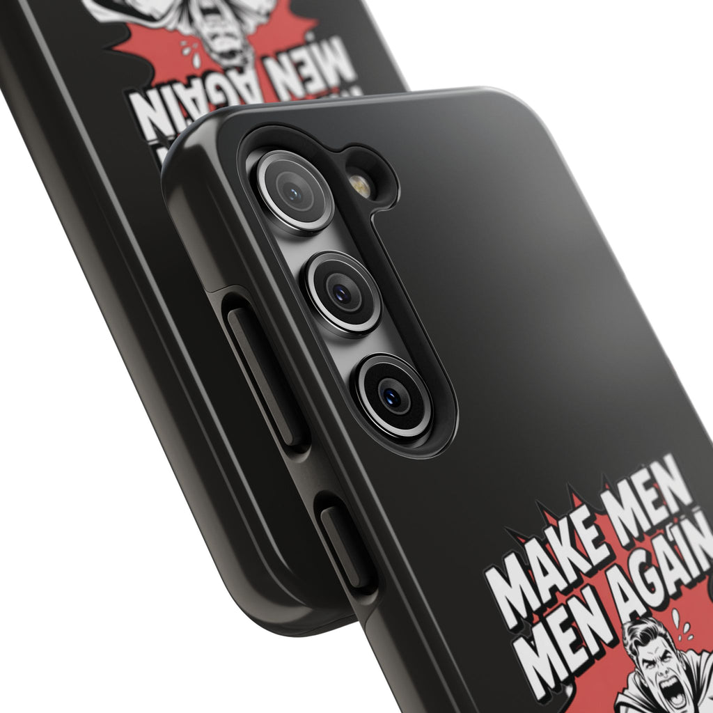 Make Men Men Again Case | Funny Conservative Retro Comic Muscle Guy Graphic | Pro Masculinity Anti-Woke Right Wing Phone Cover