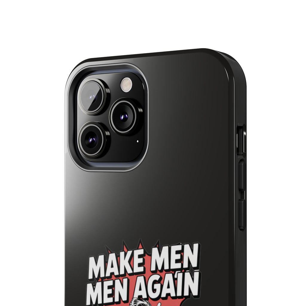 Make Men Men Again Case | Funny Conservative Retro Comic Muscle Guy Graphic | Pro Masculinity Anti-Woke Right Wing Phone Cover