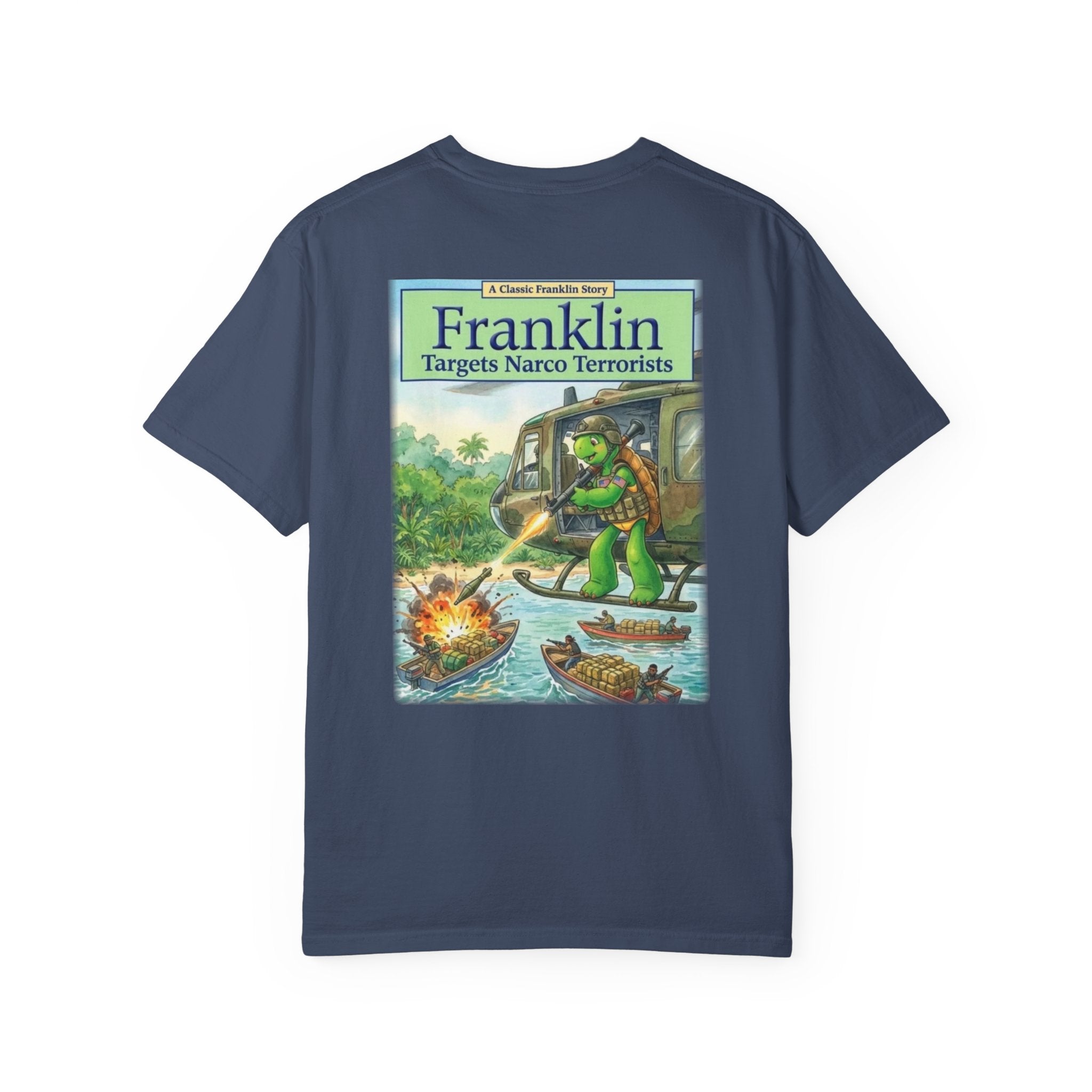 Franklin Targets Narco Terrorists T-Shirt | Retro Storybook Turtle Graphic Tee