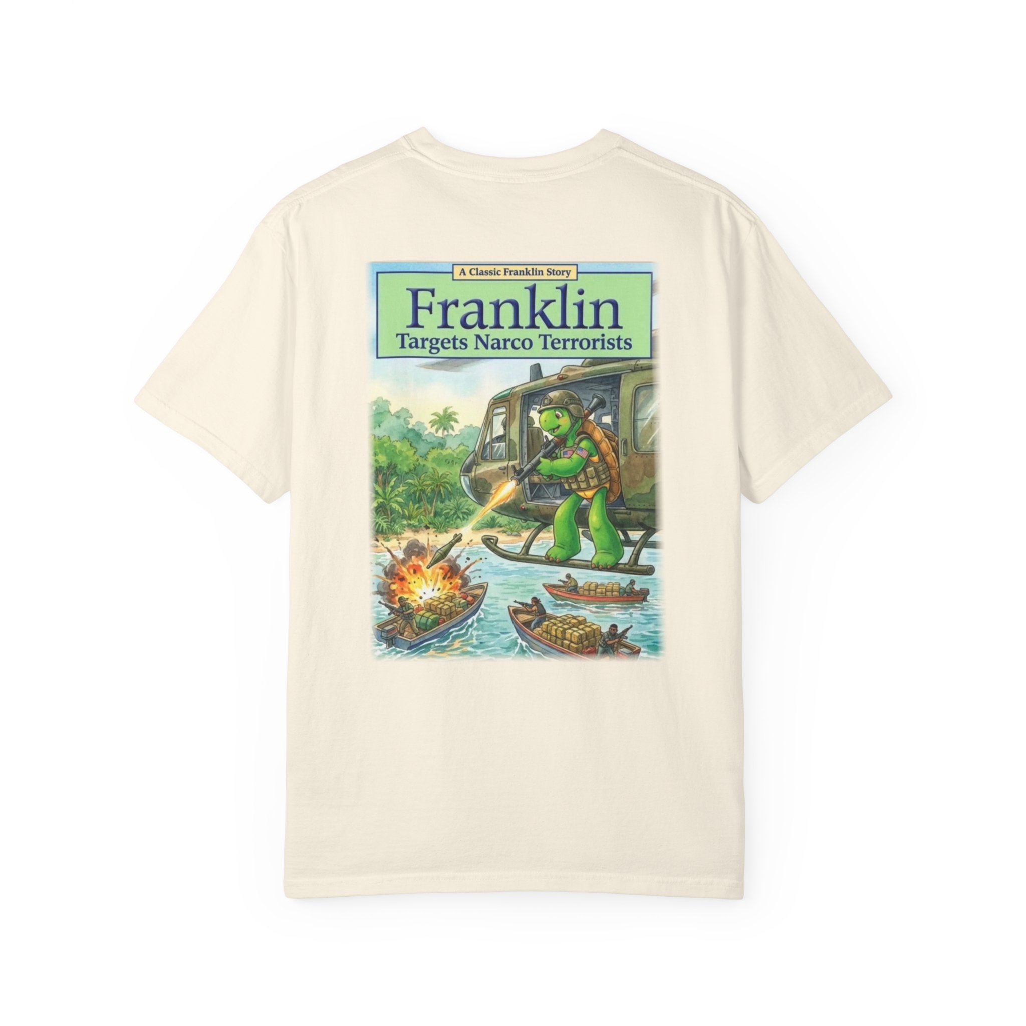 Franklin Targets Narco Terrorists T-Shirt | Retro Storybook Turtle Graphic Tee