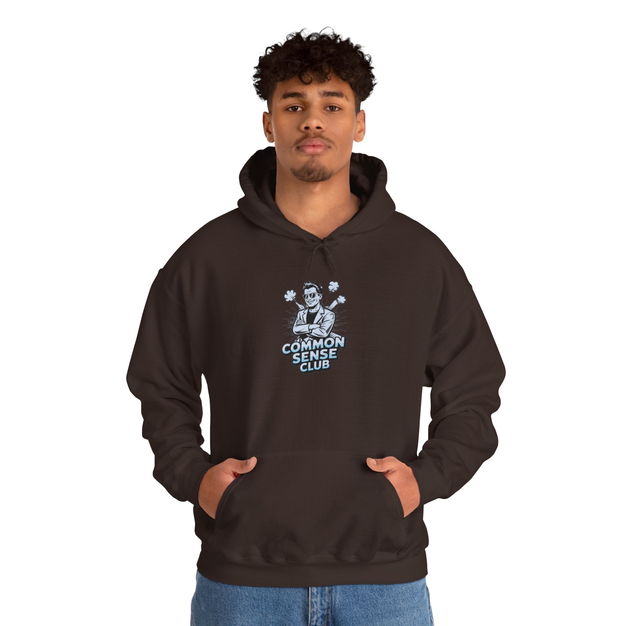 Common Sense Club Hoodie | Funny Conservative Graphic Pullover | Anti-Woke Retro Illustration Streetwear Hoodie