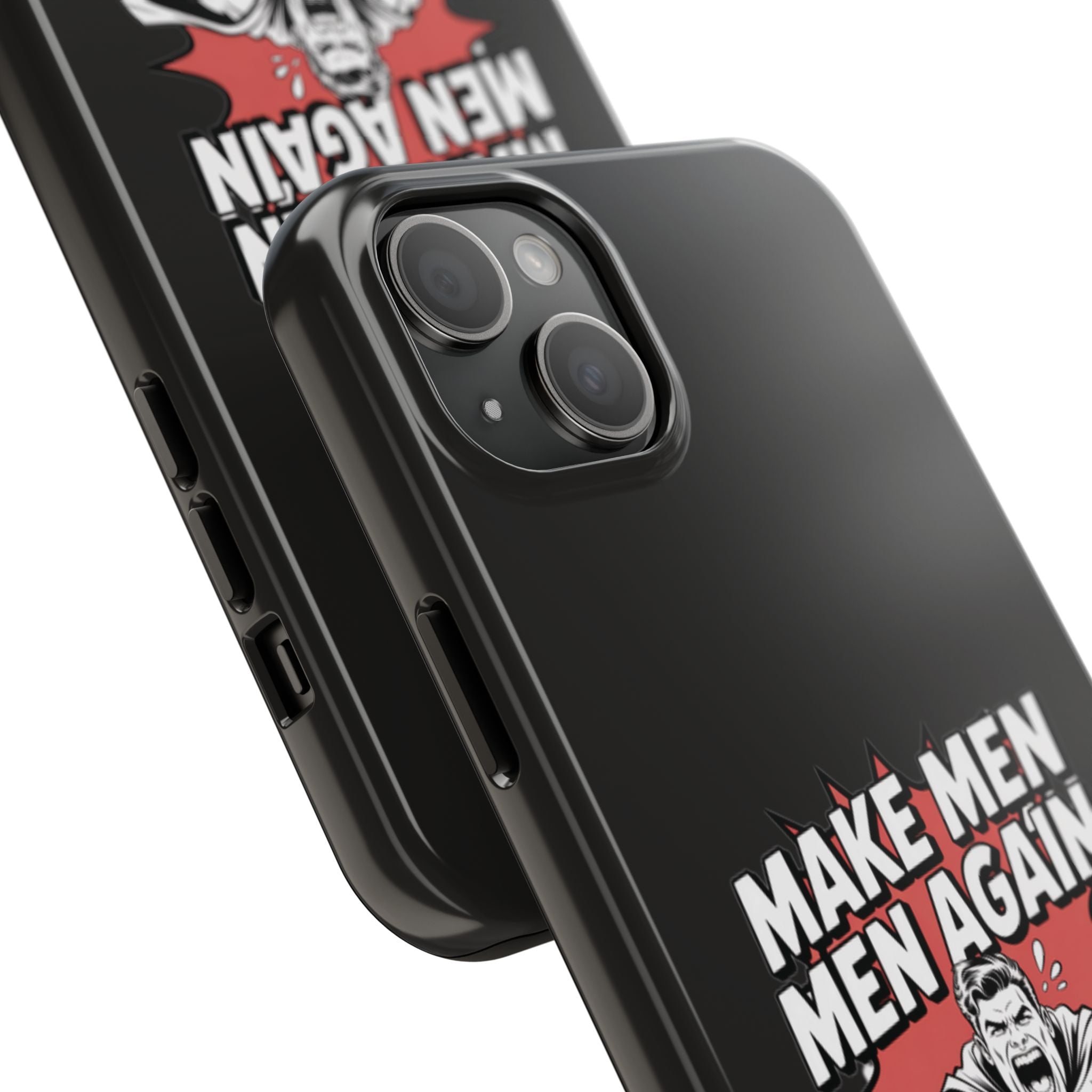 Make Men Men Again Case | Funny Conservative Retro Comic Muscle Guy Graphic | Pro Masculinity Anti-Woke Right Wing Phone Cover