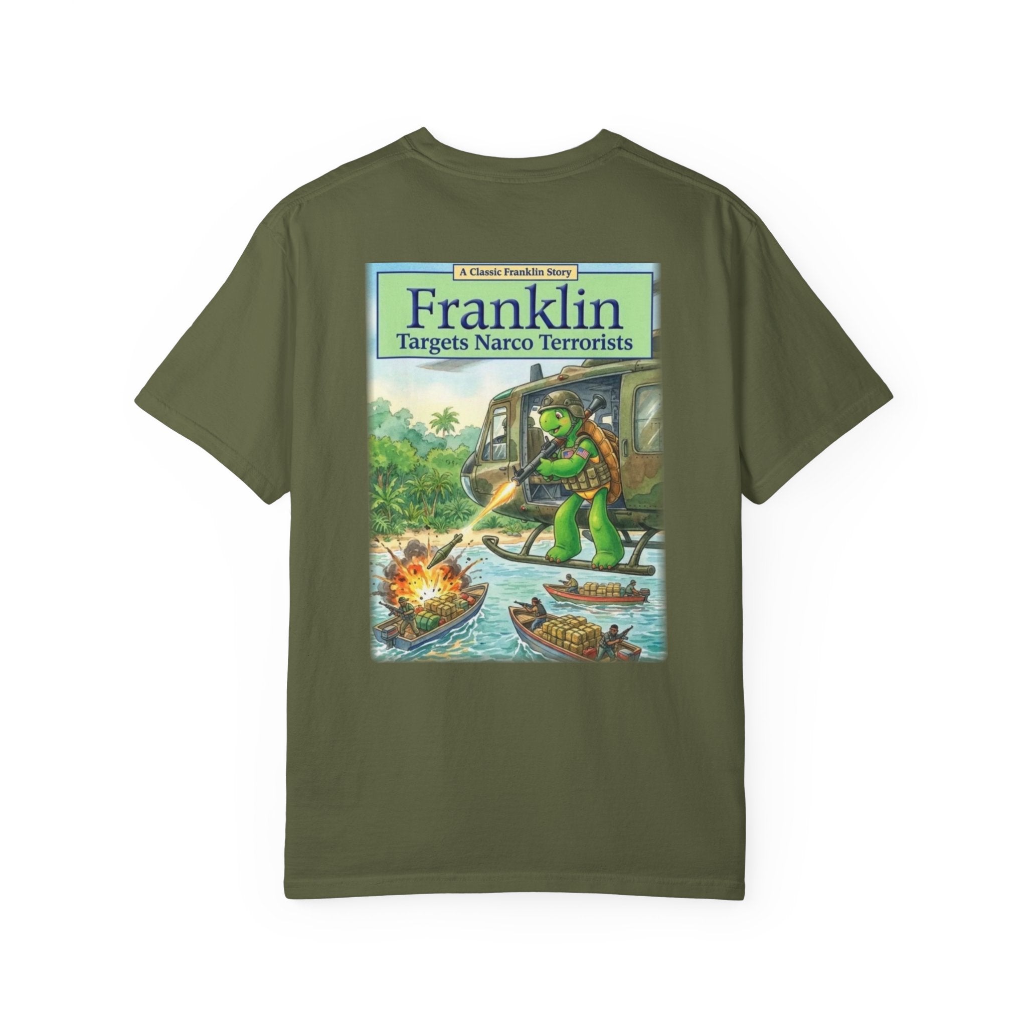 Franklin Targets Narco Terrorists T-Shirt | Retro Storybook Turtle Graphic Tee
