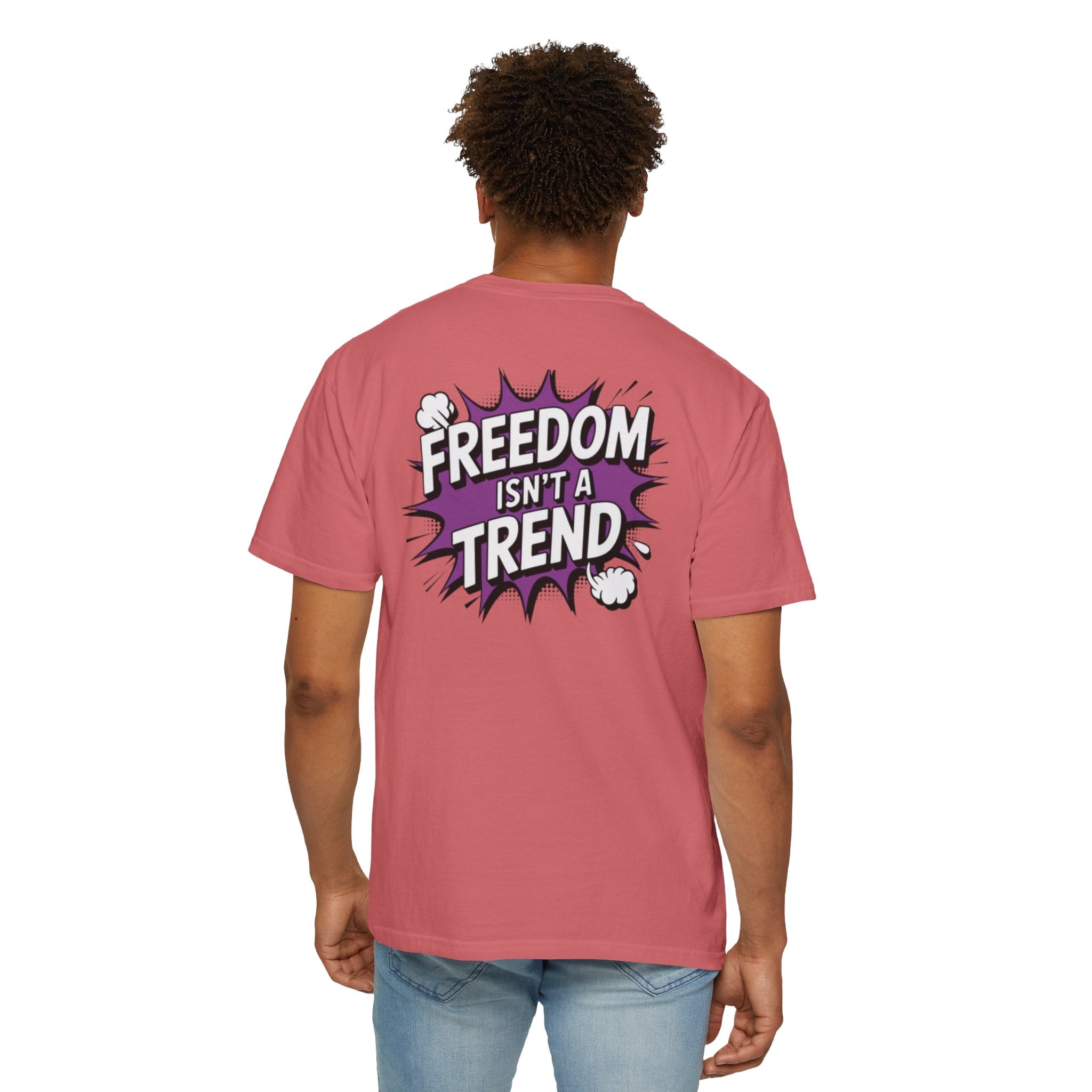 Freedom Isnt a Trend T-Shirt | Retro Comic Speech Bubble Tee | Conservative Freedom Shirt | Anti-Woke Graphic Top for Men & Women
