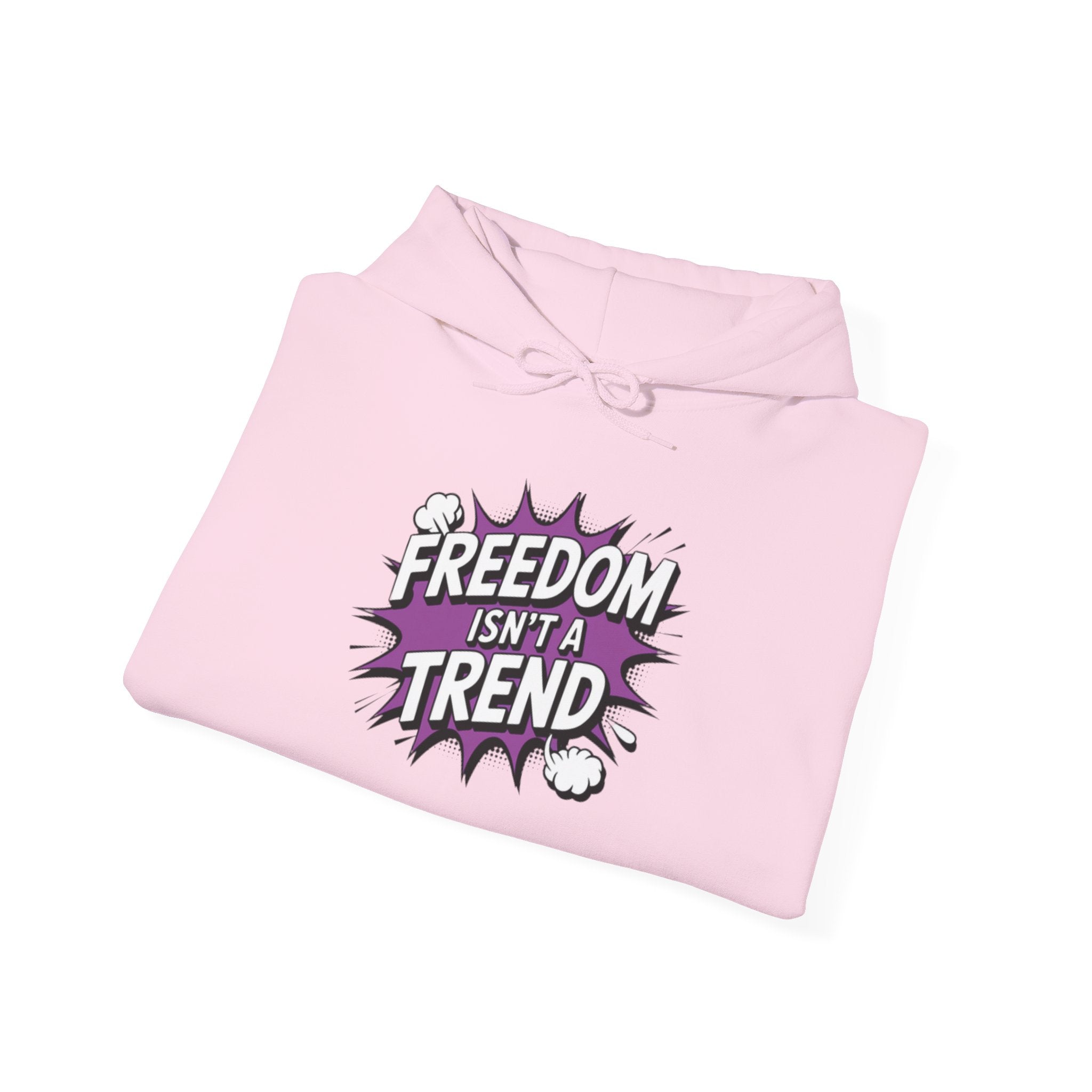 Freedom Isnt a Trend Hoodie | Retro Comic Front Print Pullover | Conservative Free Speech Streetwear | Anti-Woke Graphic Hooded Sweatshirt