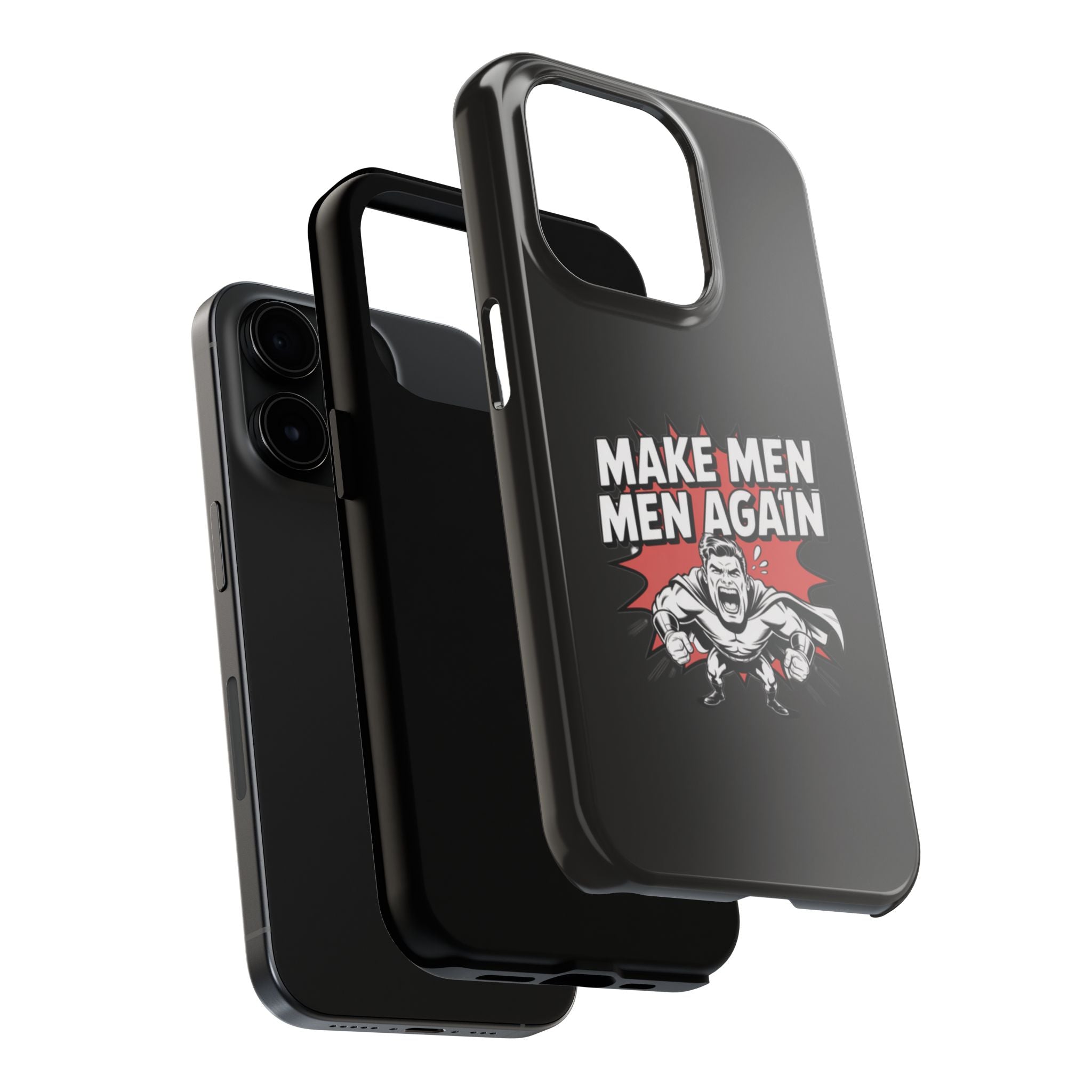 Make Men Men Again Case | Funny Conservative Retro Comic Muscle Guy Graphic | Pro Masculinity Anti-Woke Right Wing Phone Cover