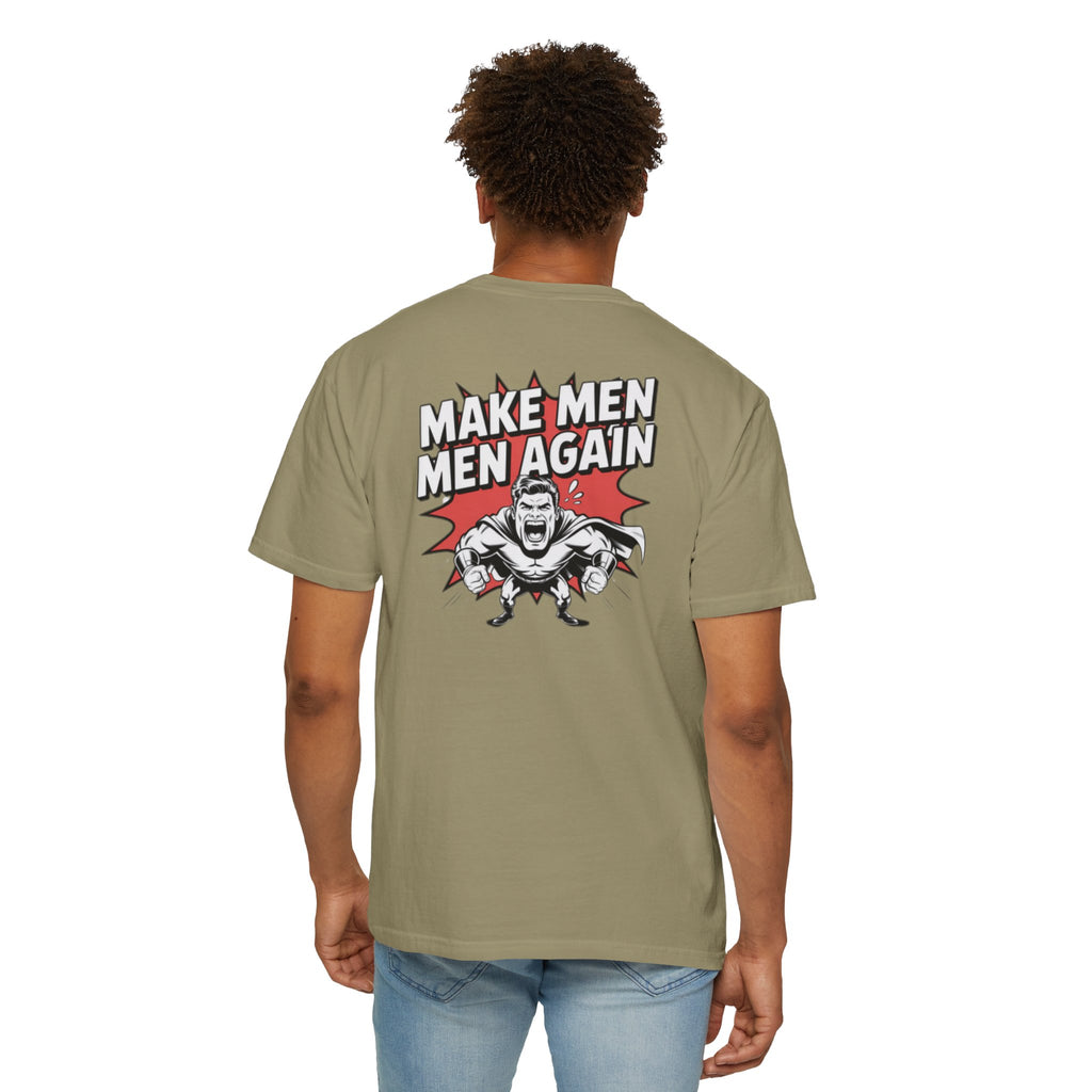 Make Men Men Again T-Shirt | Retro Comic Muscle Guy | Masculinity Graphic Tee