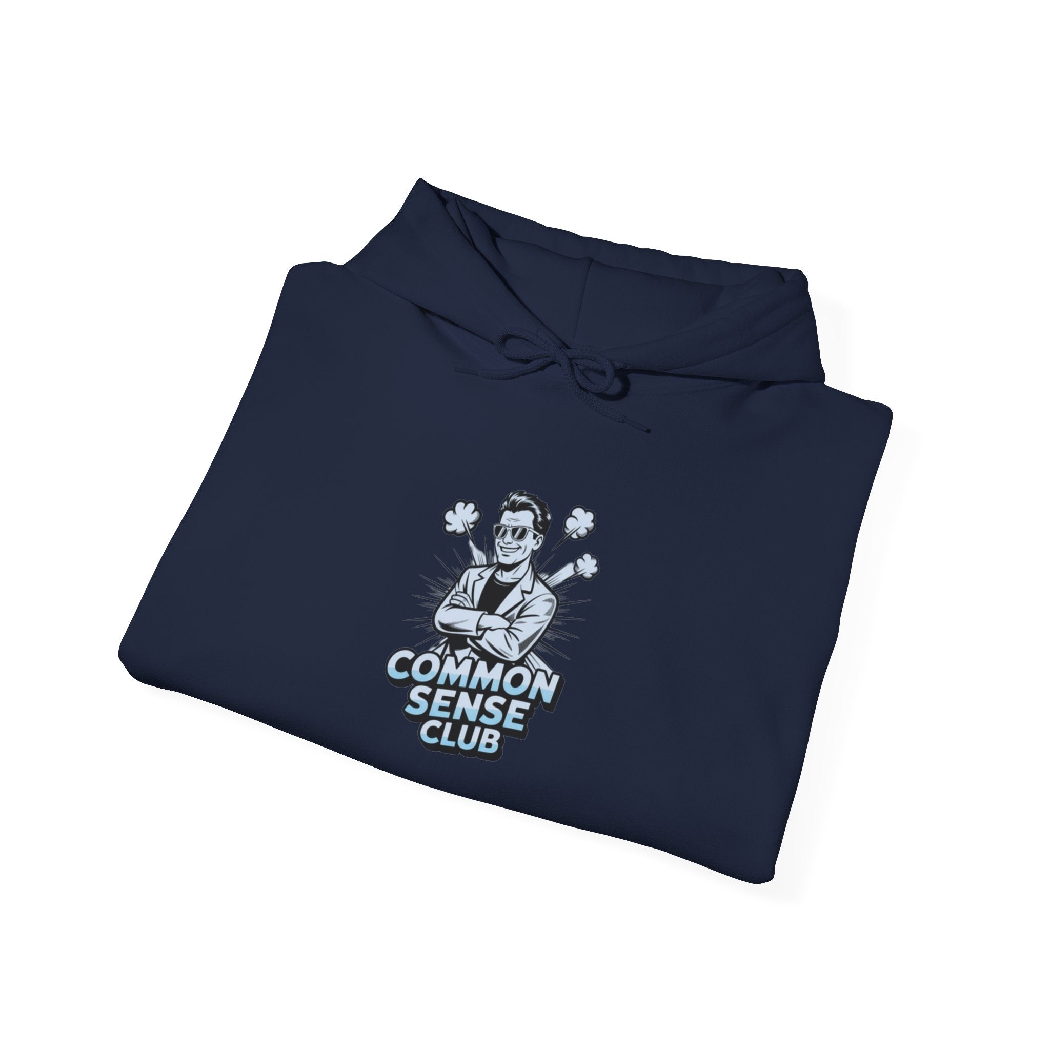 Common Sense Club Hoodie | Funny Conservative Graphic Pullover | Anti-Woke Retro Illustration Streetwear Hoodie