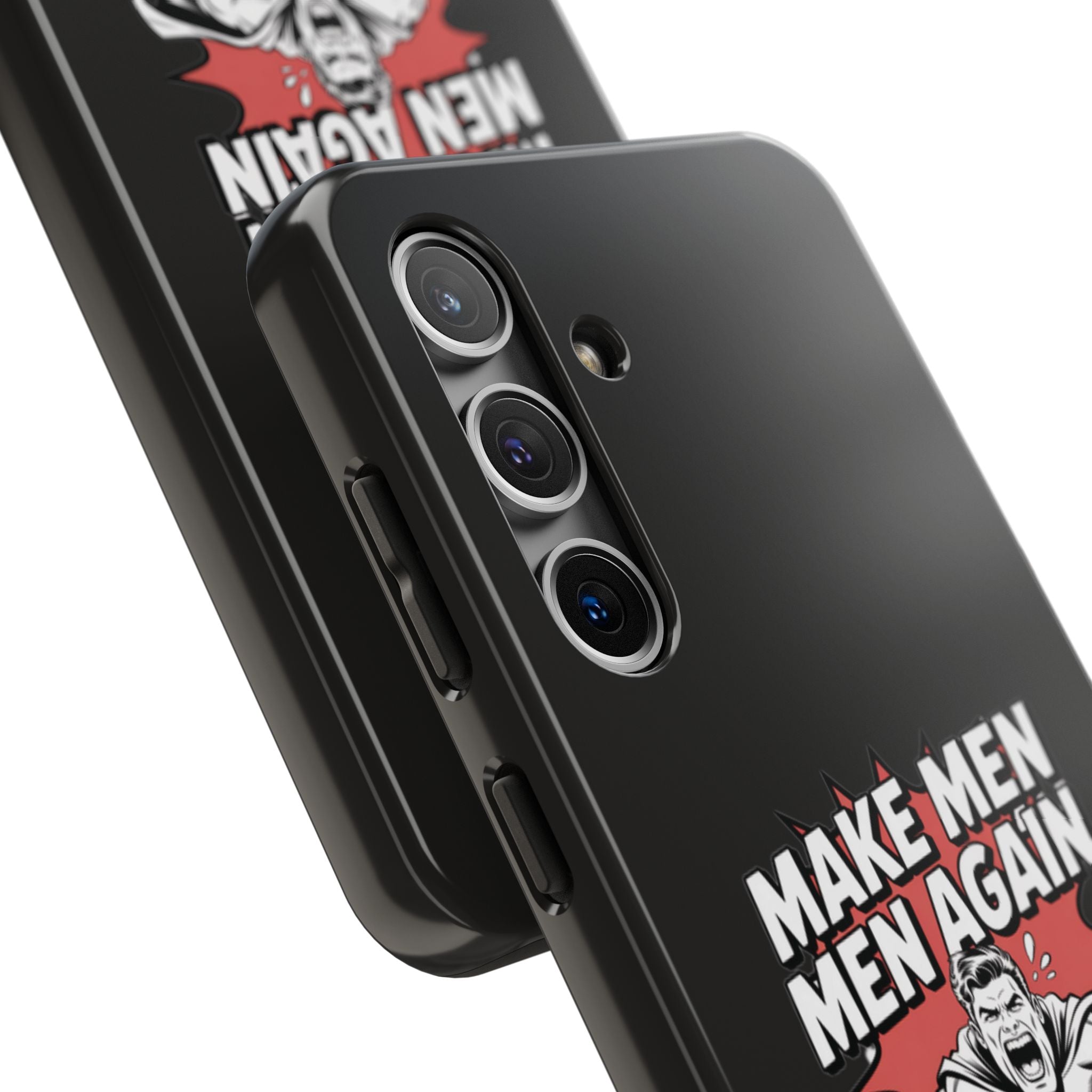 Make Men Men Again Case | Funny Conservative Retro Comic Muscle Guy Graphic | Pro Masculinity Anti-Woke Right Wing Phone Cover