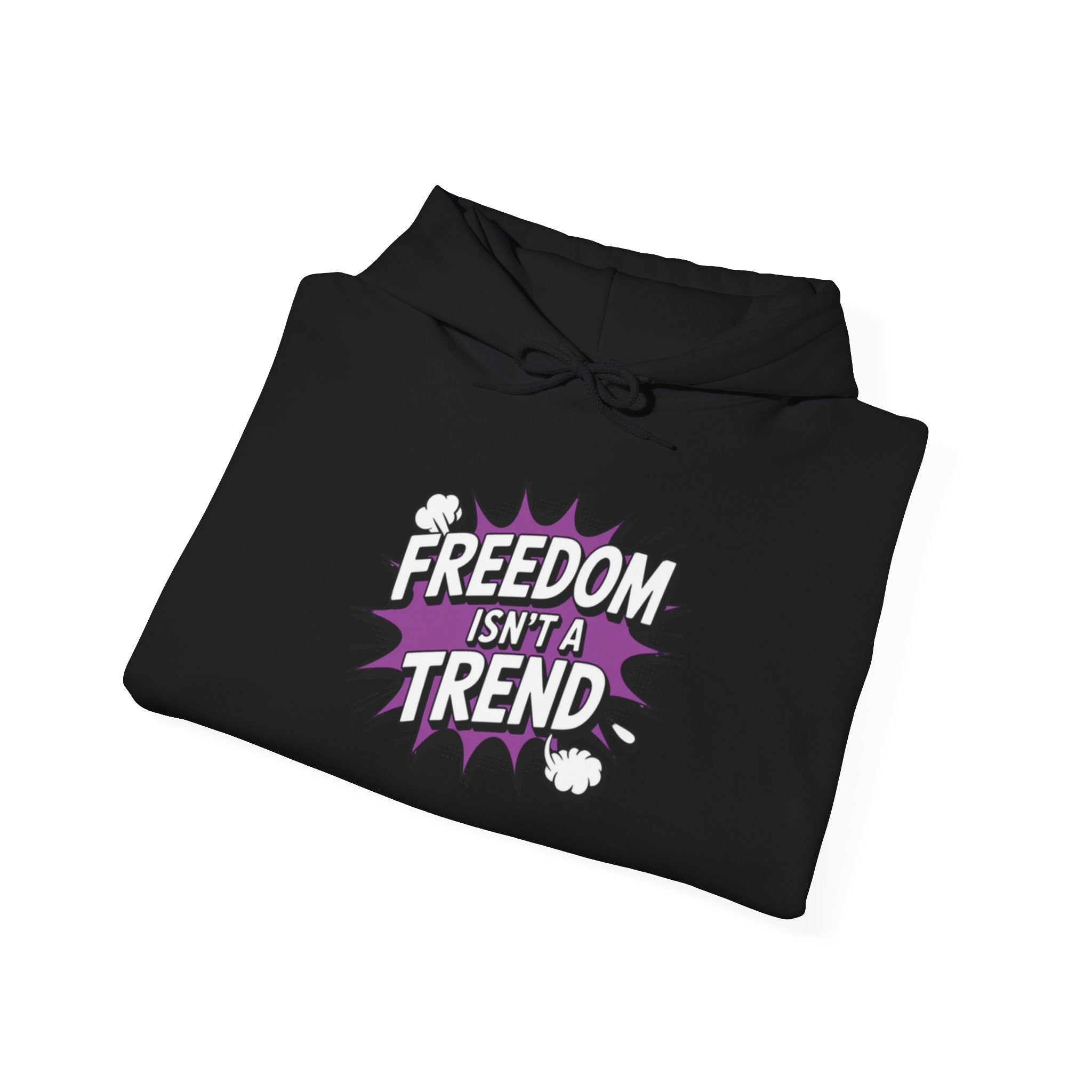Freedom Isnt a Trend Hoodie | Retro Comic Front Print Pullover | Conservative Free Speech Streetwear | Anti-Woke Graphic Hooded Sweatshirt