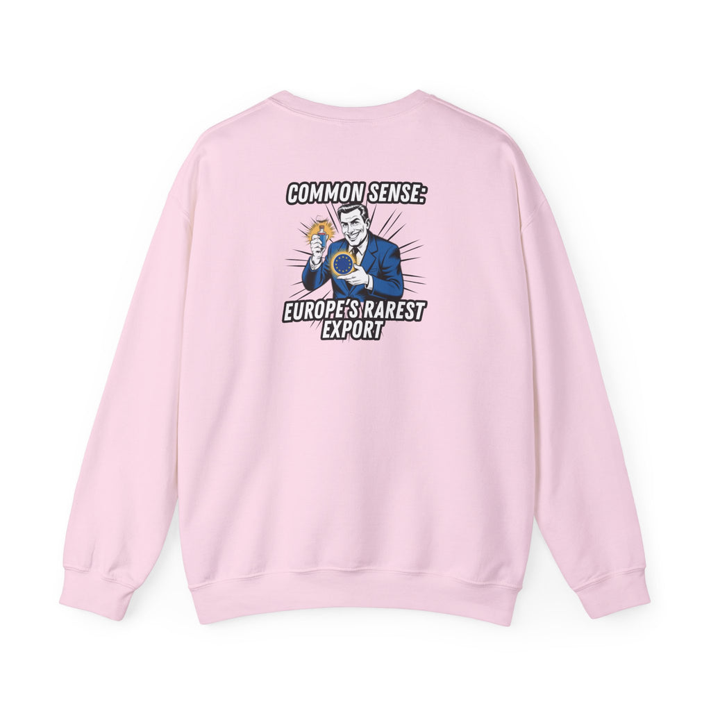 Common Sense Europes Rarest Export Sweatshirt | Funny Conservative Retro Europe Graphic Crewneck | Political Satire Anti-EU Pullover