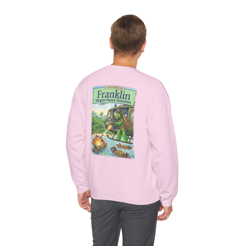 Franklin Targets Narco Terrorists Sweatshirt | Retro Storybook Turtle Crewneck