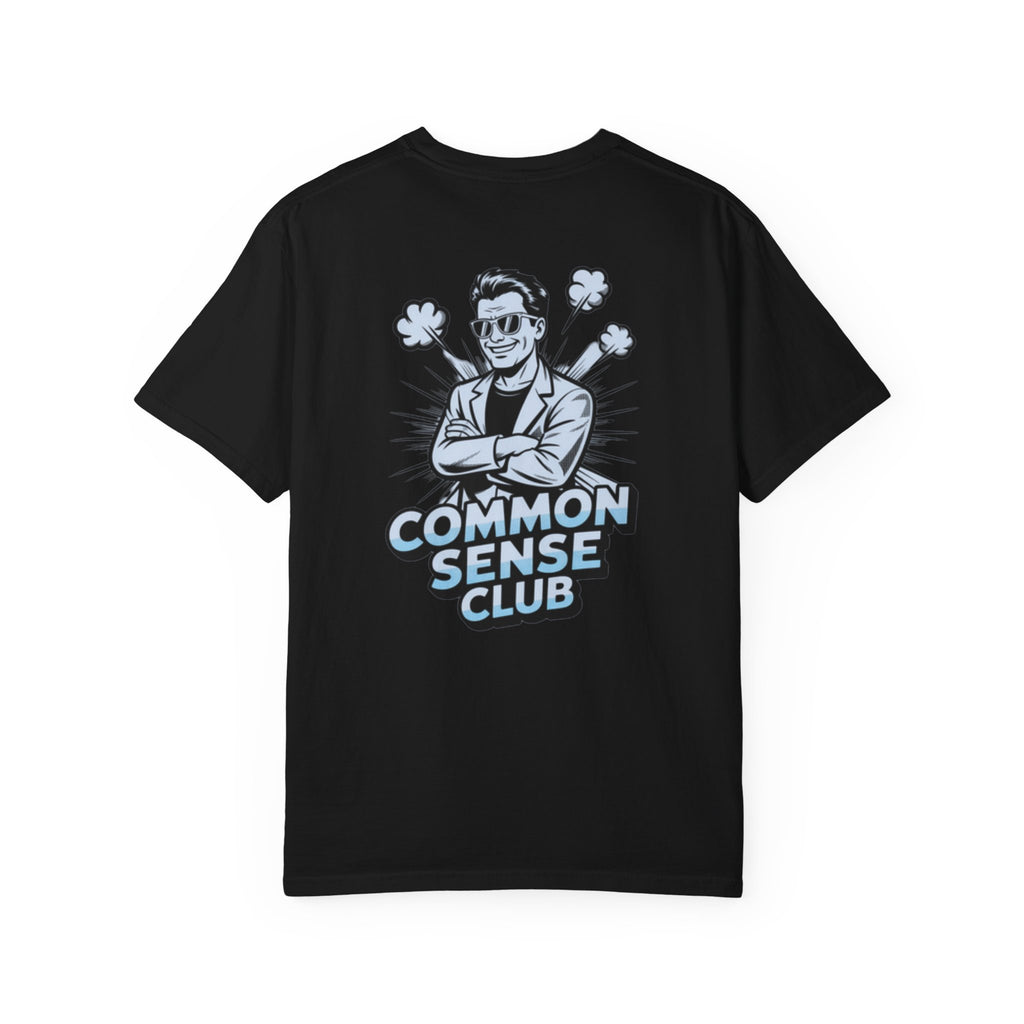Common Sense Club T-Shirt | Funny Conservative Graphic Tee | Retro Man Illustration Anti-Woke Streetwear Shirt