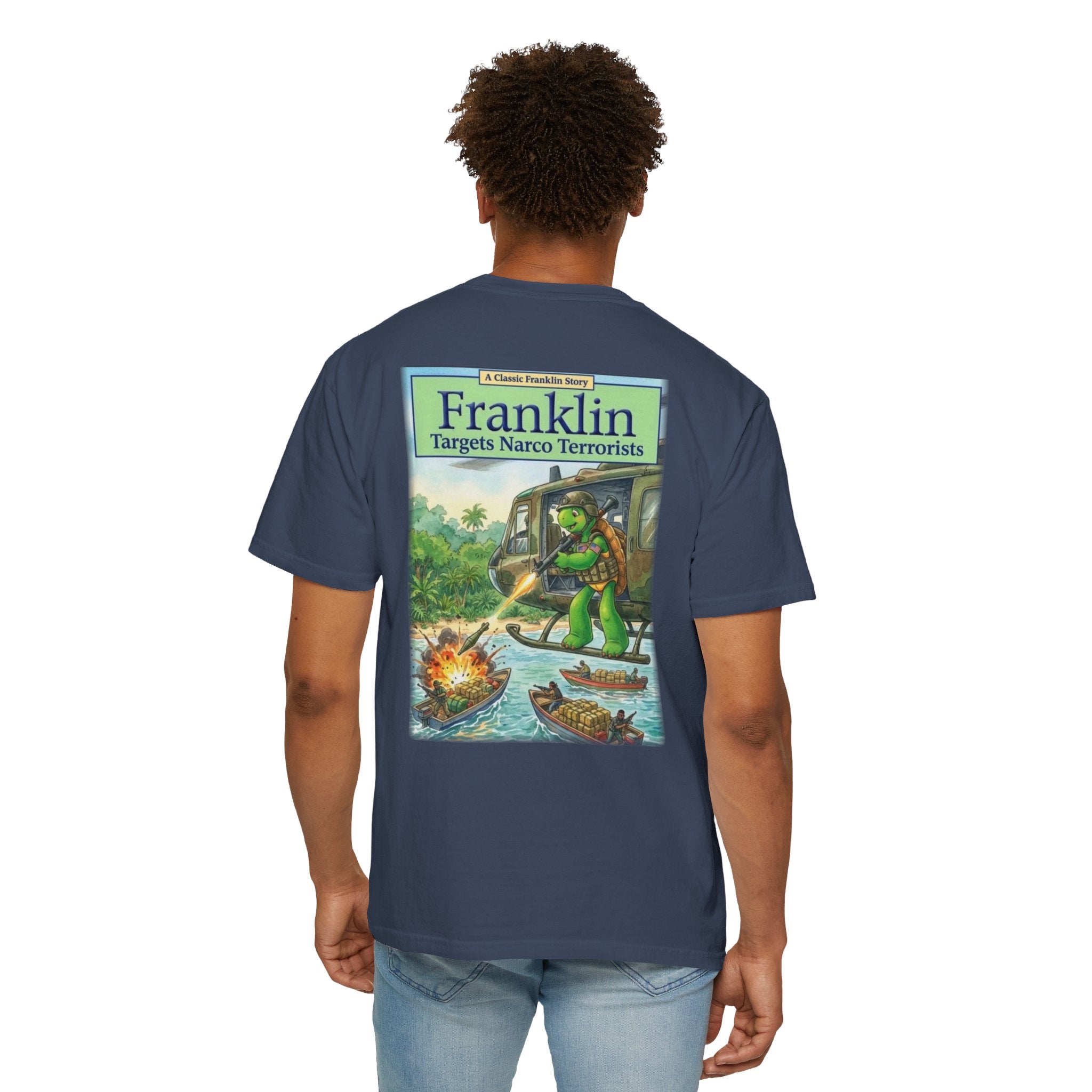 Franklin Targets Narco Terrorists T-Shirt | Retro Storybook Turtle Graphic Tee