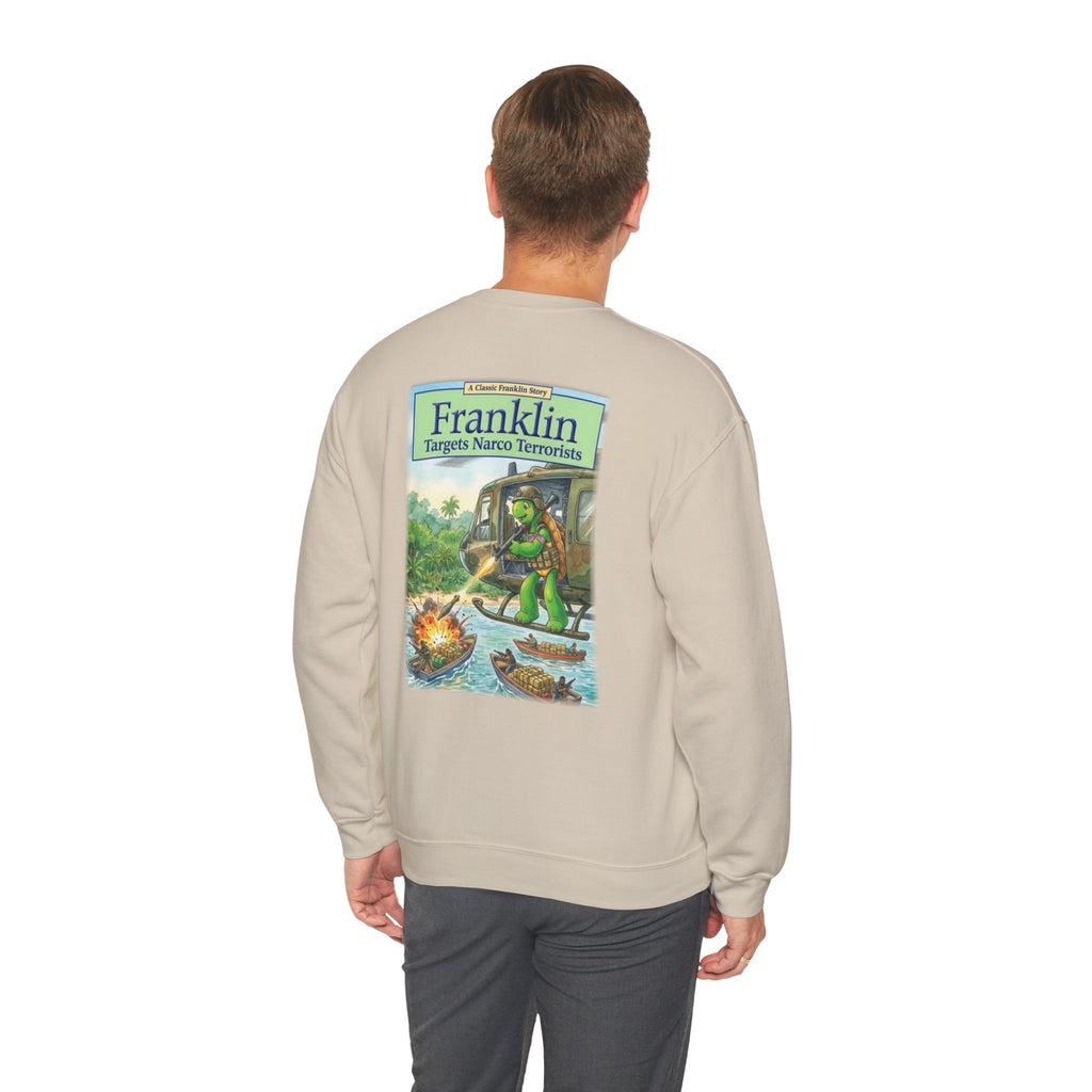Franklin Targets Narco Terrorists Sweatshirt | Retro Storybook Turtle Crewneck