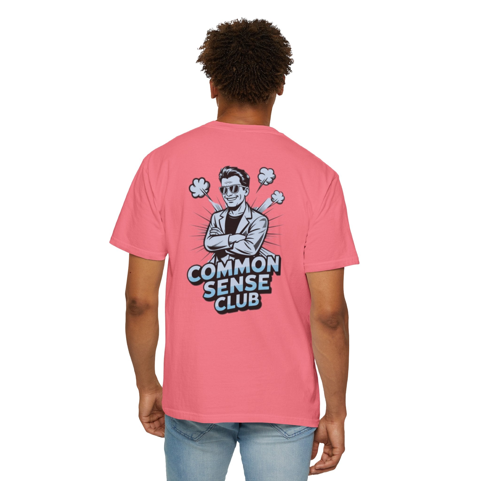 Common Sense Club T-Shirt | Funny Conservative Graphic Tee | Retro Man Illustration Anti-Woke Streetwear Shirt