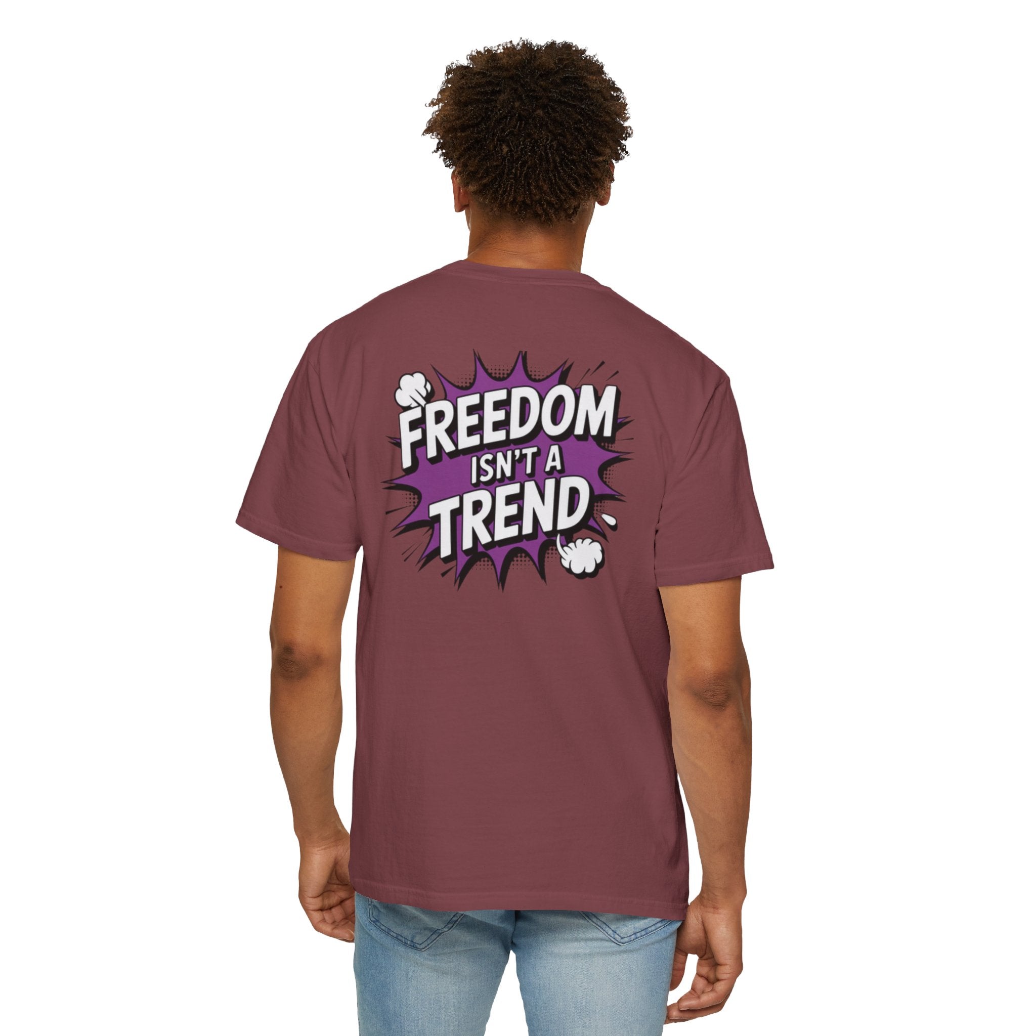 Freedom Isnt a Trend T-Shirt | Retro Comic Speech Bubble Tee | Conservative Freedom Shirt | Anti-Woke Graphic Top for Men & Women