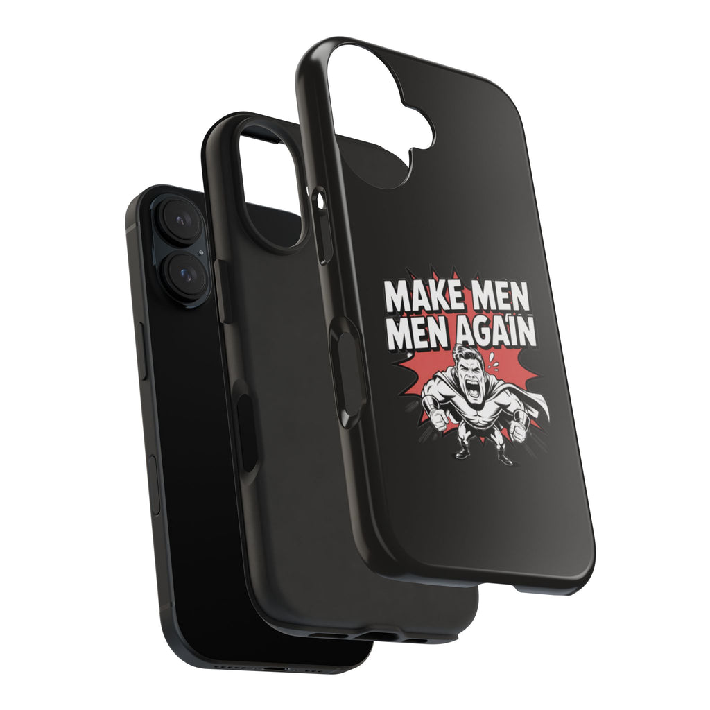 Make Men Men Again Case | Funny Conservative Retro Comic Muscle Guy Graphic | Pro Masculinity Anti-Woke Right Wing Phone Cover