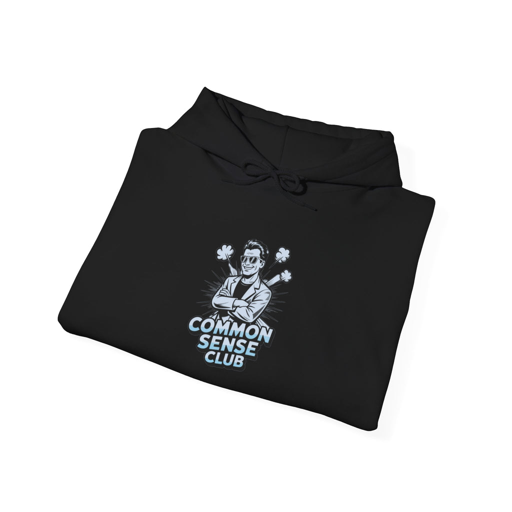 Common Sense Club Hoodie | Funny Conservative Graphic Pullover | Anti-Woke Retro Illustration Streetwear Hoodie