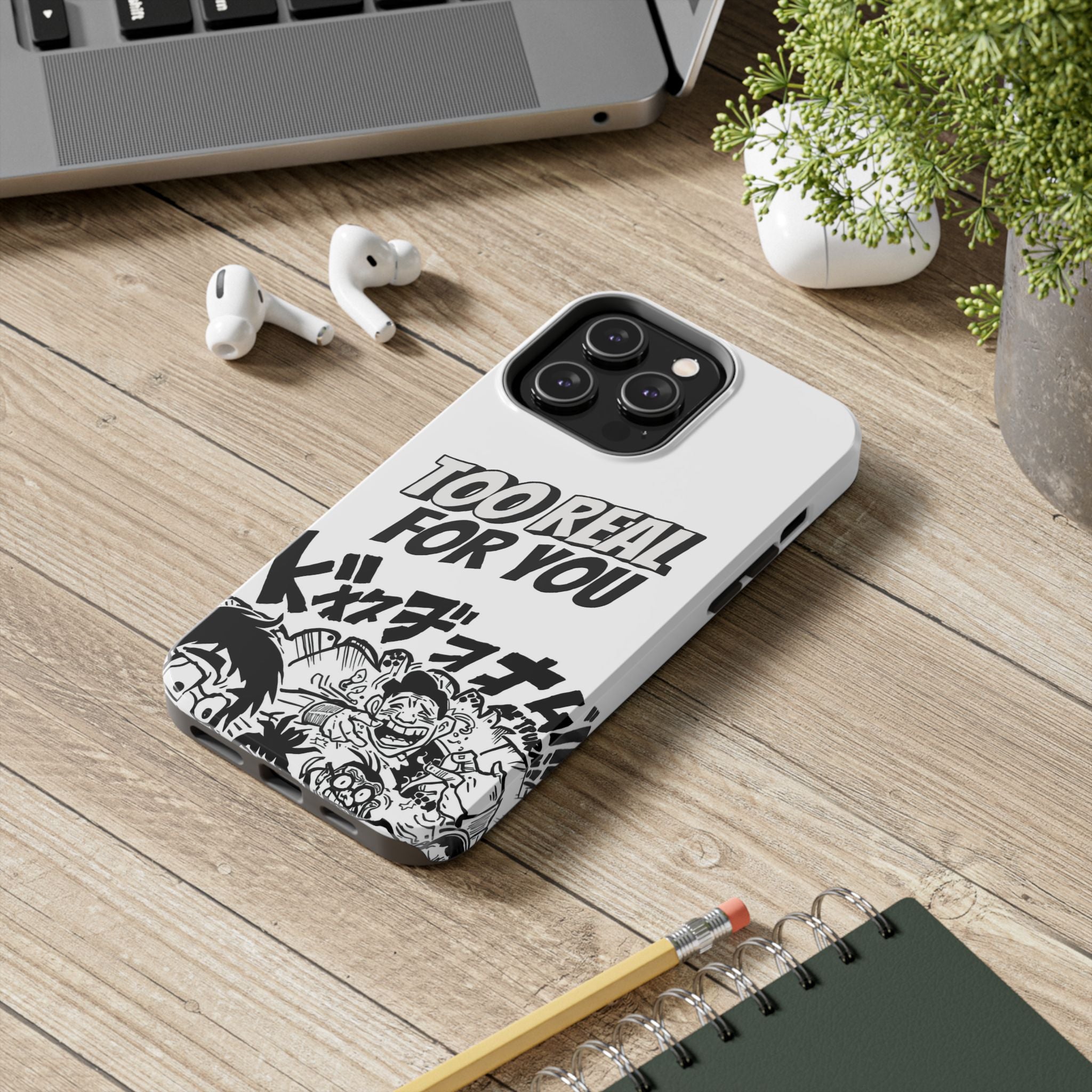Too Real For You graphic phone case | Manga comic black white iPhone case