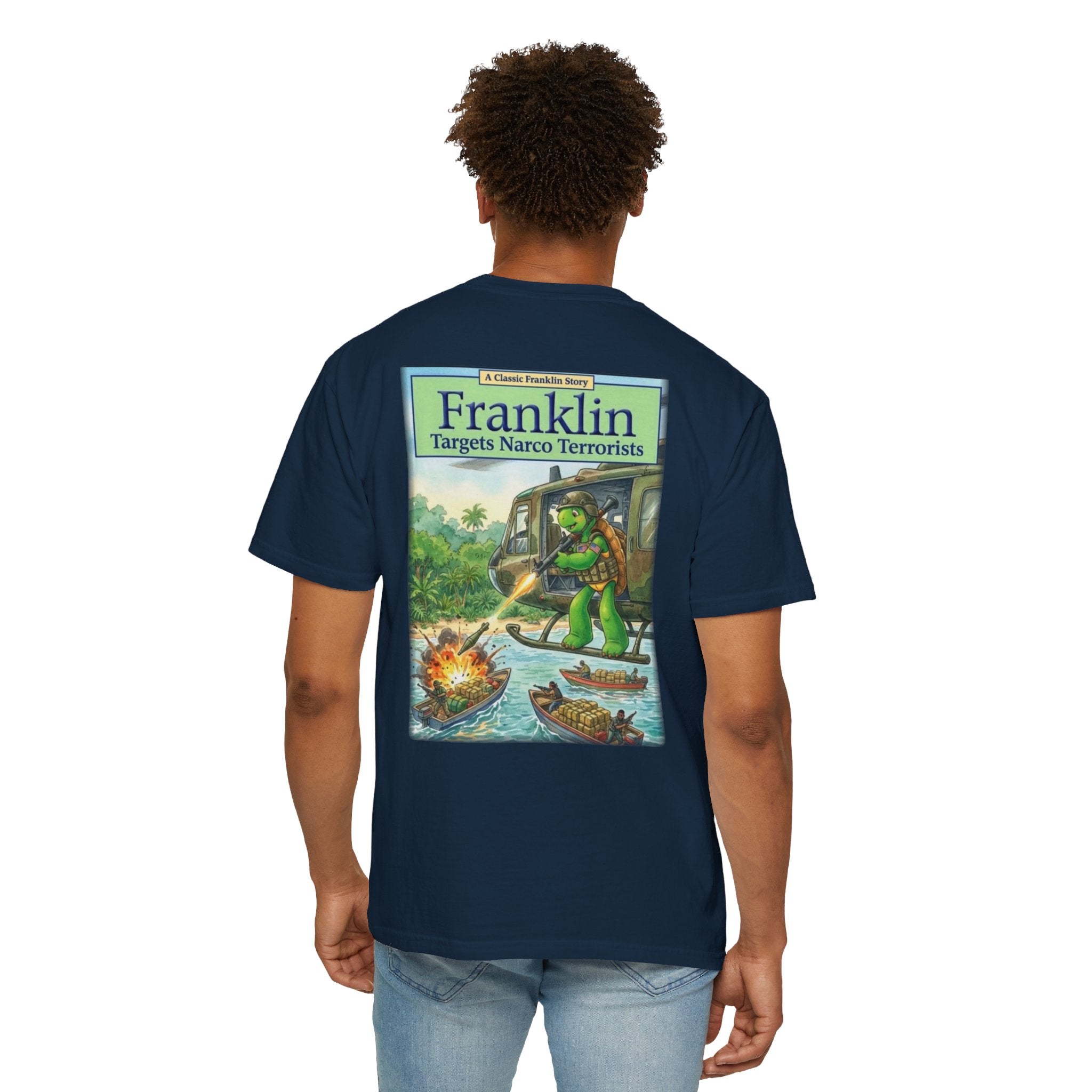Franklin Targets Narco Terrorists T-Shirt | Retro Storybook Turtle Graphic Tee