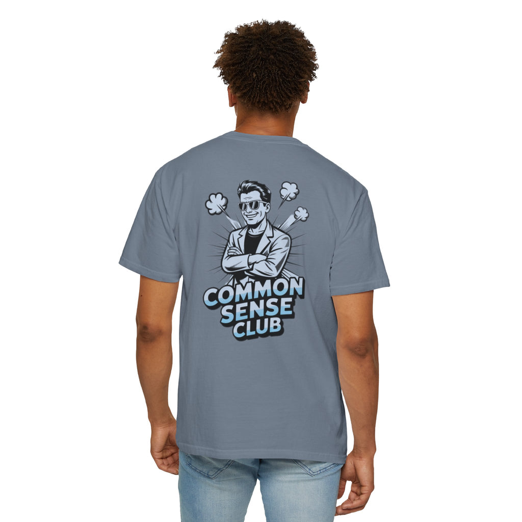 Common Sense Club T-Shirt | Funny Conservative Graphic Tee | Retro Man Illustration Anti-Woke Streetwear Shirt