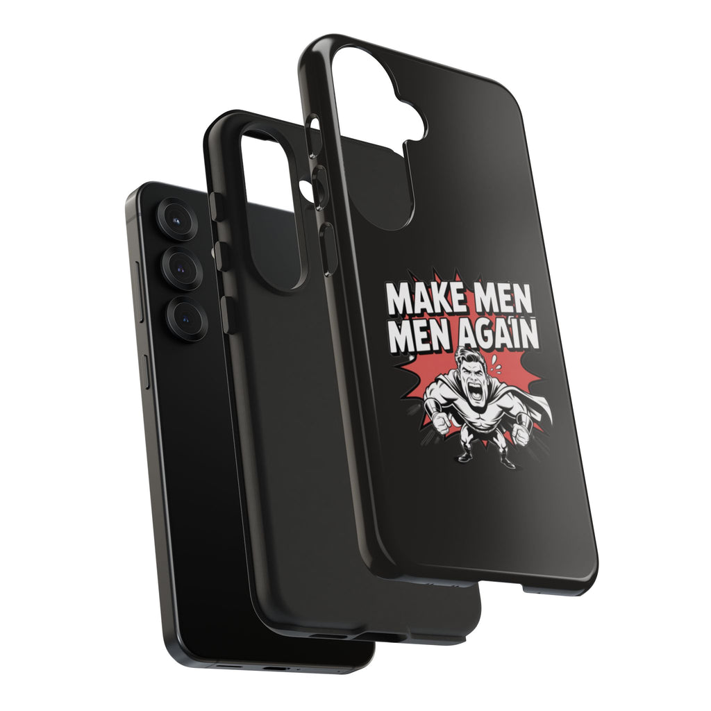 Make Men Men Again Case | Funny Conservative Retro Comic Muscle Guy Graphic | Pro Masculinity Anti-Woke Right Wing Phone Cover