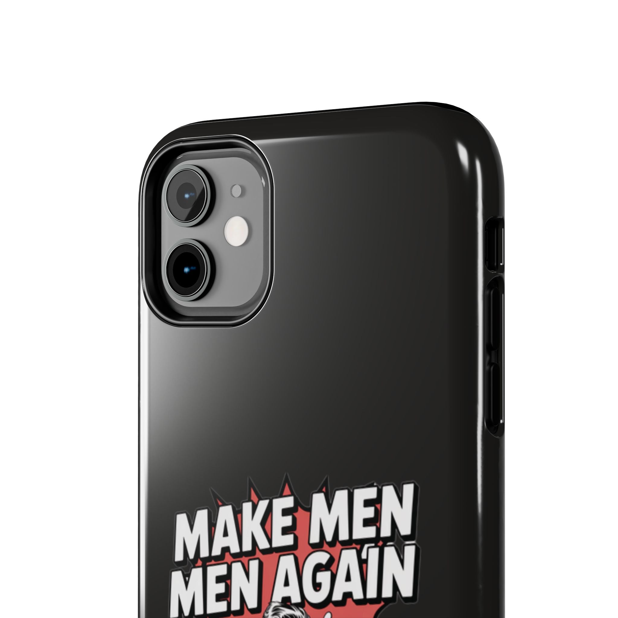 Make Men Men Again Case | Funny Conservative Retro Comic Muscle Guy Graphic | Pro Masculinity Anti-Woke Right Wing Phone Cover