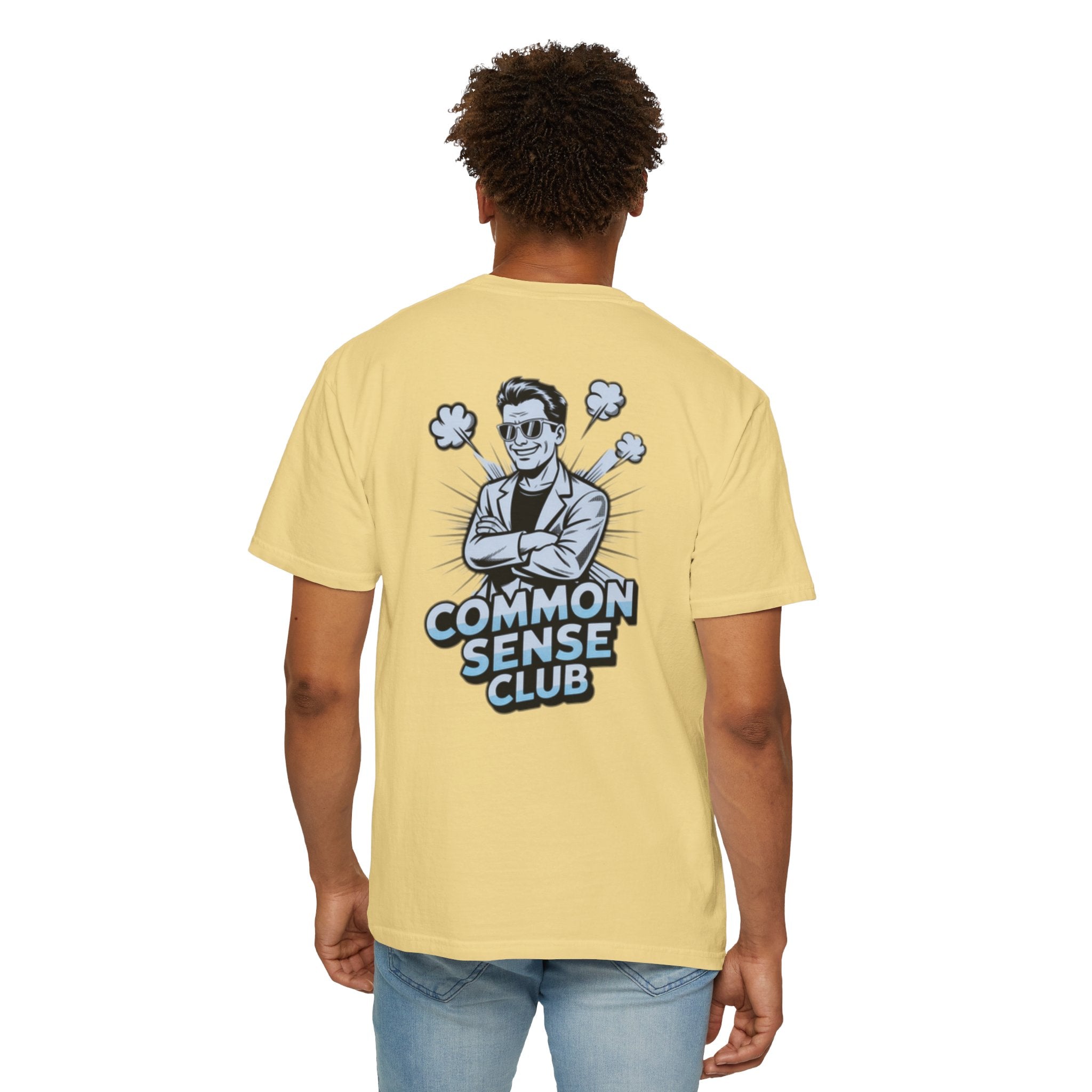 Common Sense Club T-Shirt | Funny Conservative Graphic Tee | Retro Man Illustration Anti-Woke Streetwear Shirt