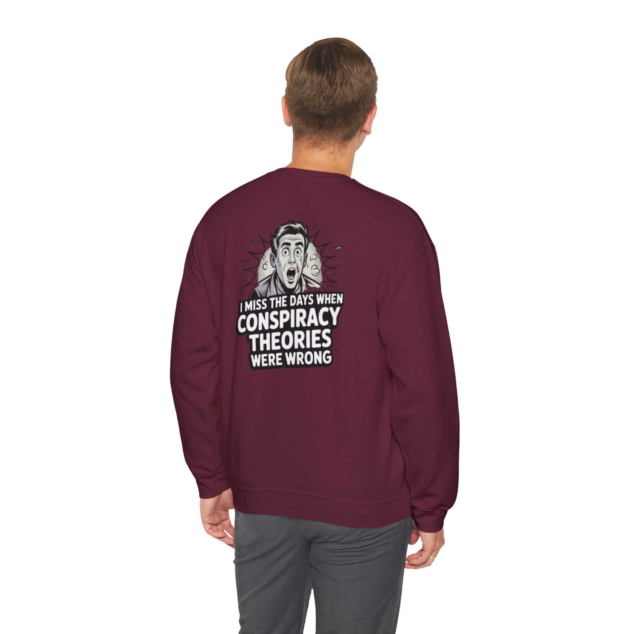 I Miss the Days When Conspiracy Theories Were Wrong Sweatshirt |  Retro Comic Conservative Jumper | Anti-Woke Graphic Pullover