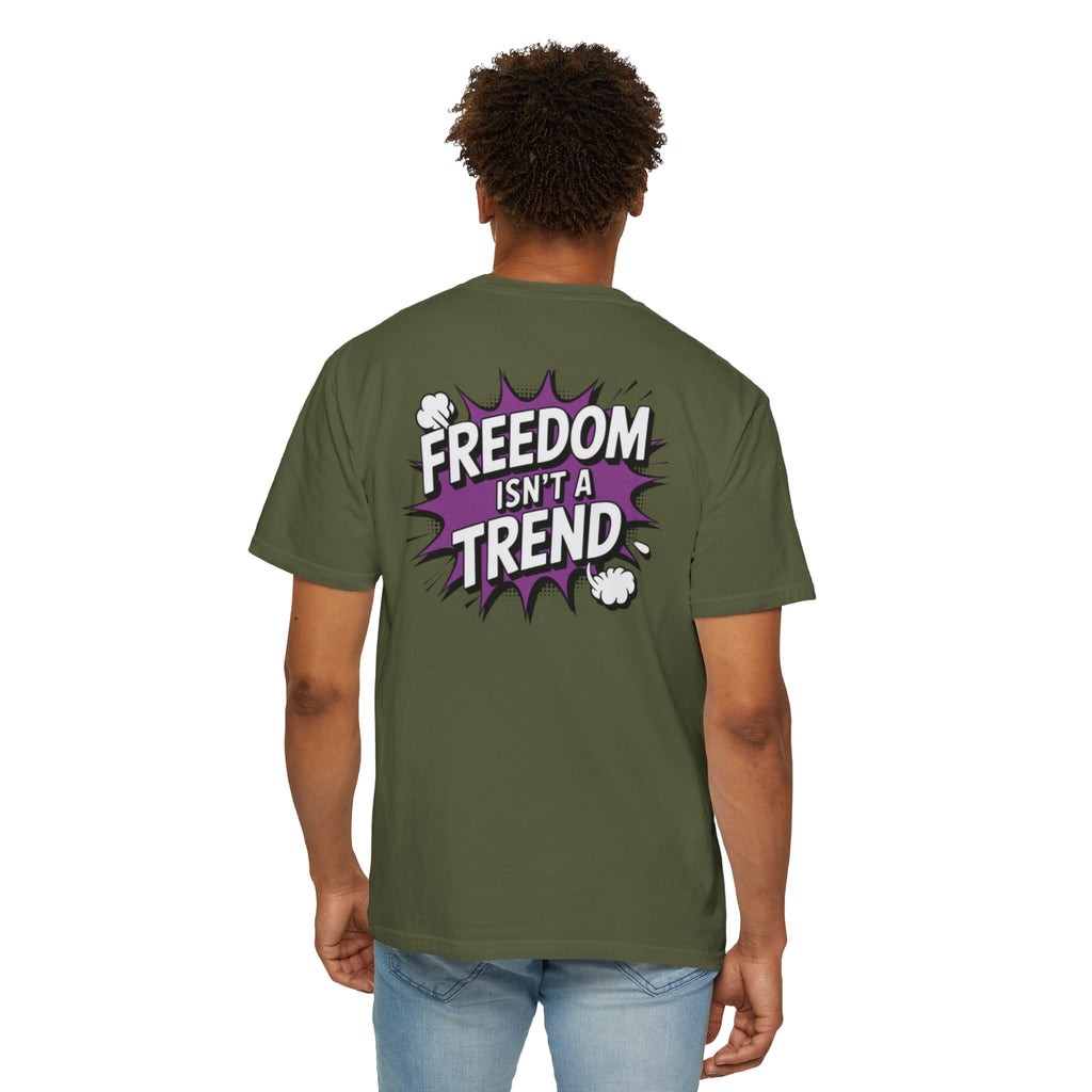 Freedom Isnt a Trend T-Shirt | Retro Comic Speech Bubble Tee | Conservative Freedom Shirt | Anti-Woke Graphic Top for Men & Women
