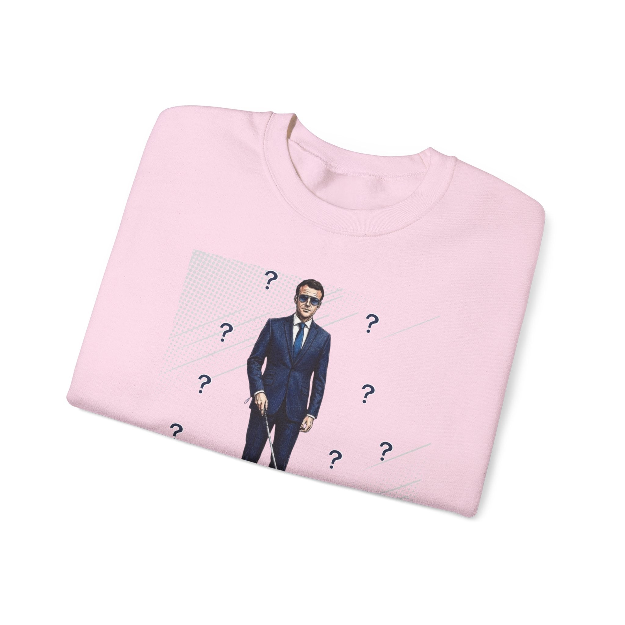 Can Macron Find His Way? Crewneck Sweatshirt | Political Satire Macron Aviator Graphic
