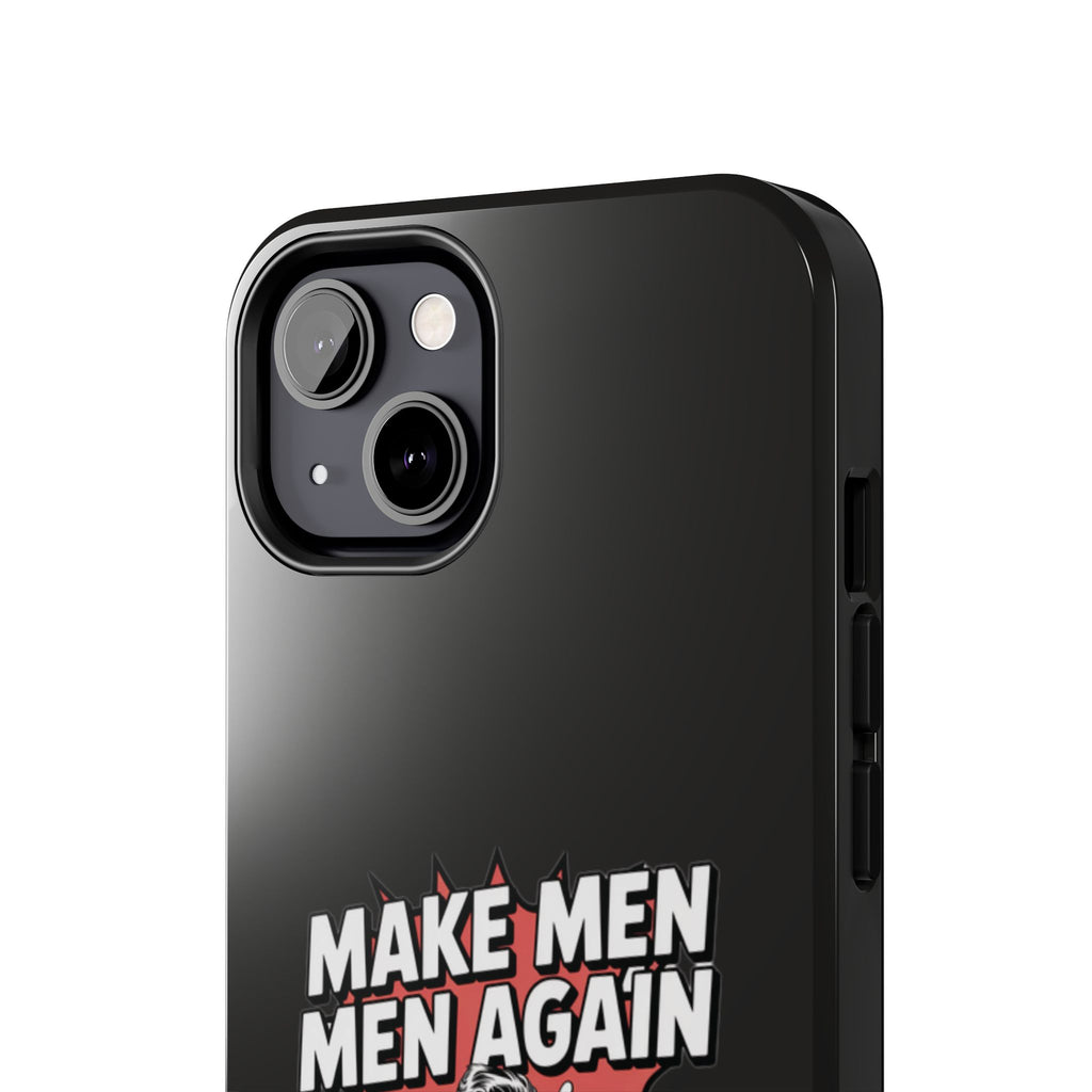 Make Men Men Again Case | Funny Conservative Retro Comic Muscle Guy Graphic | Pro Masculinity Anti-Woke Right Wing Phone Cover