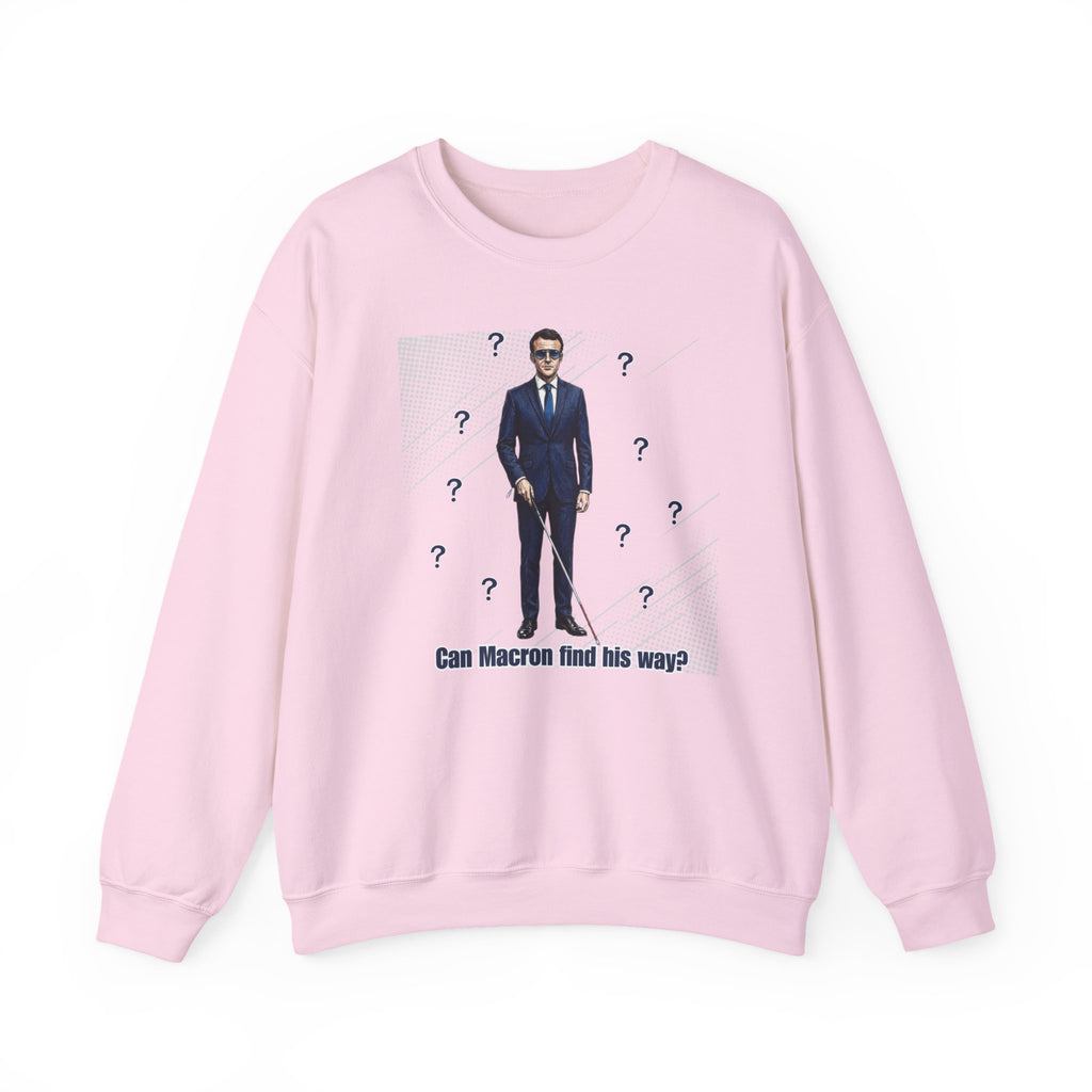 Can Macron Find His Way? Crewneck Sweatshirt | Political Satire Macron Aviator Graphic
