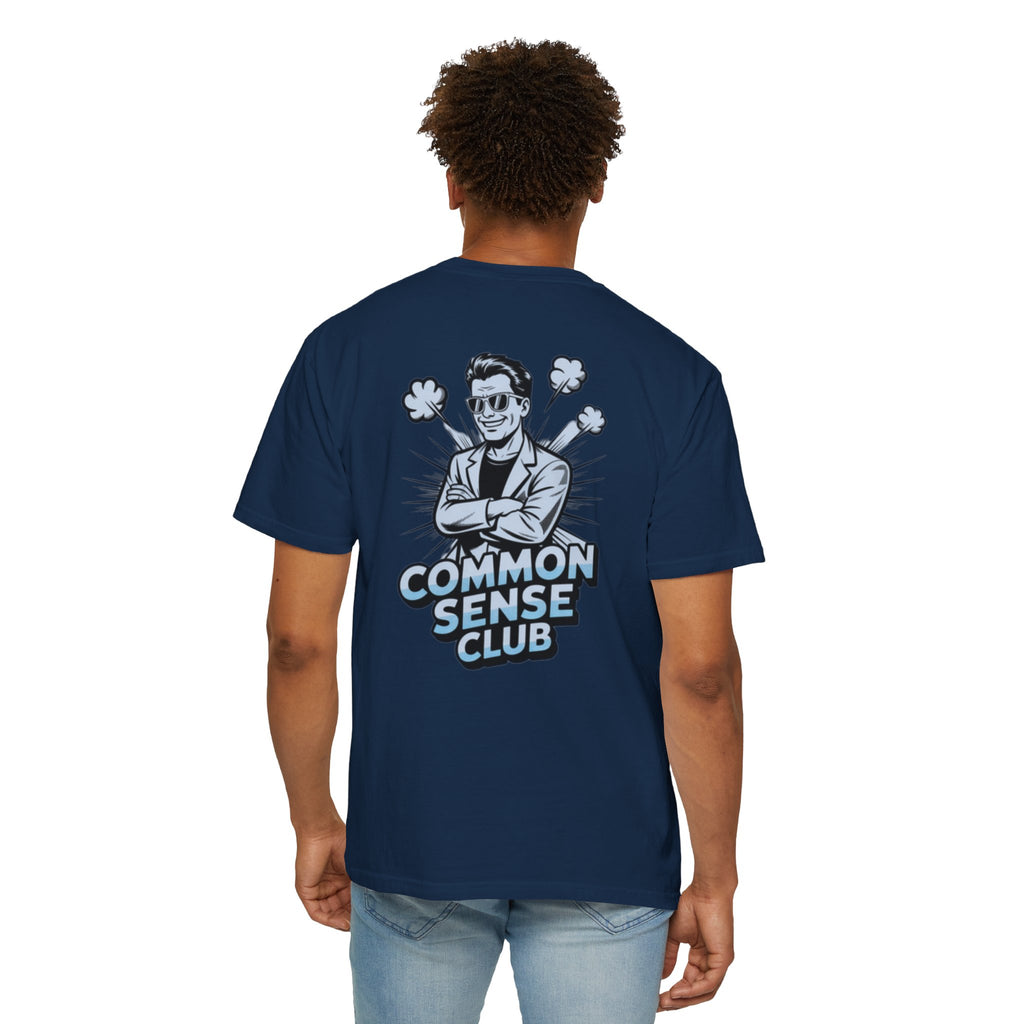 Common Sense Club T-Shirt | Funny Conservative Graphic Tee | Retro Man Illustration Anti-Woke Streetwear Shirt