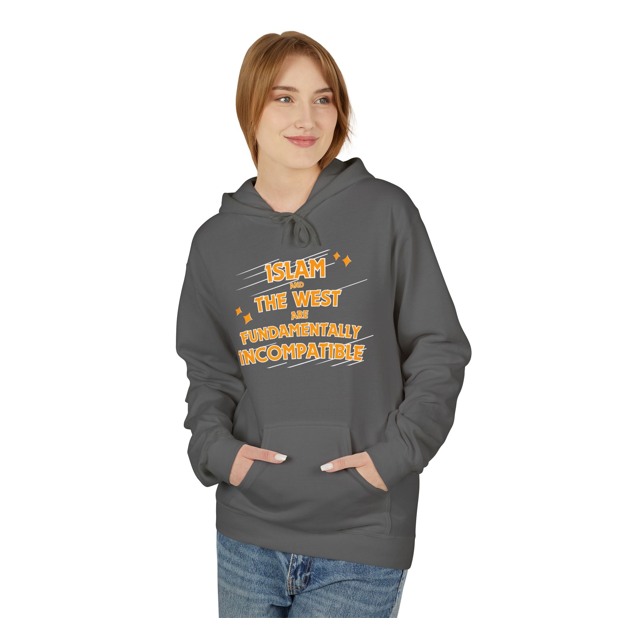 Islam and the West are Fundamentally Incompatible Midweight Fleece Hoodie | Minimal Embroidered Statement Pullover